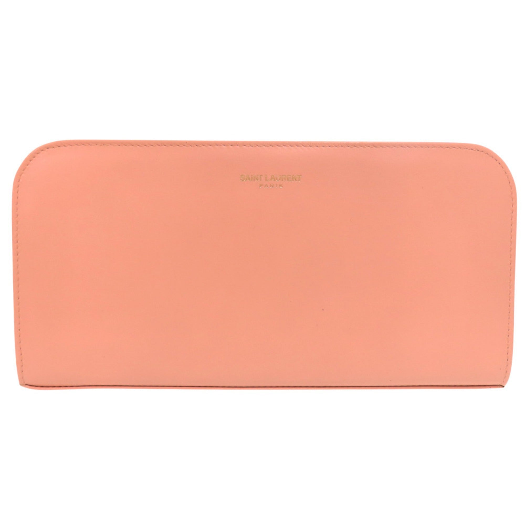 Yves Saint Laurent Salmon Pink Leather Long Wallet (Bi-Fold) (Pre-Owned)