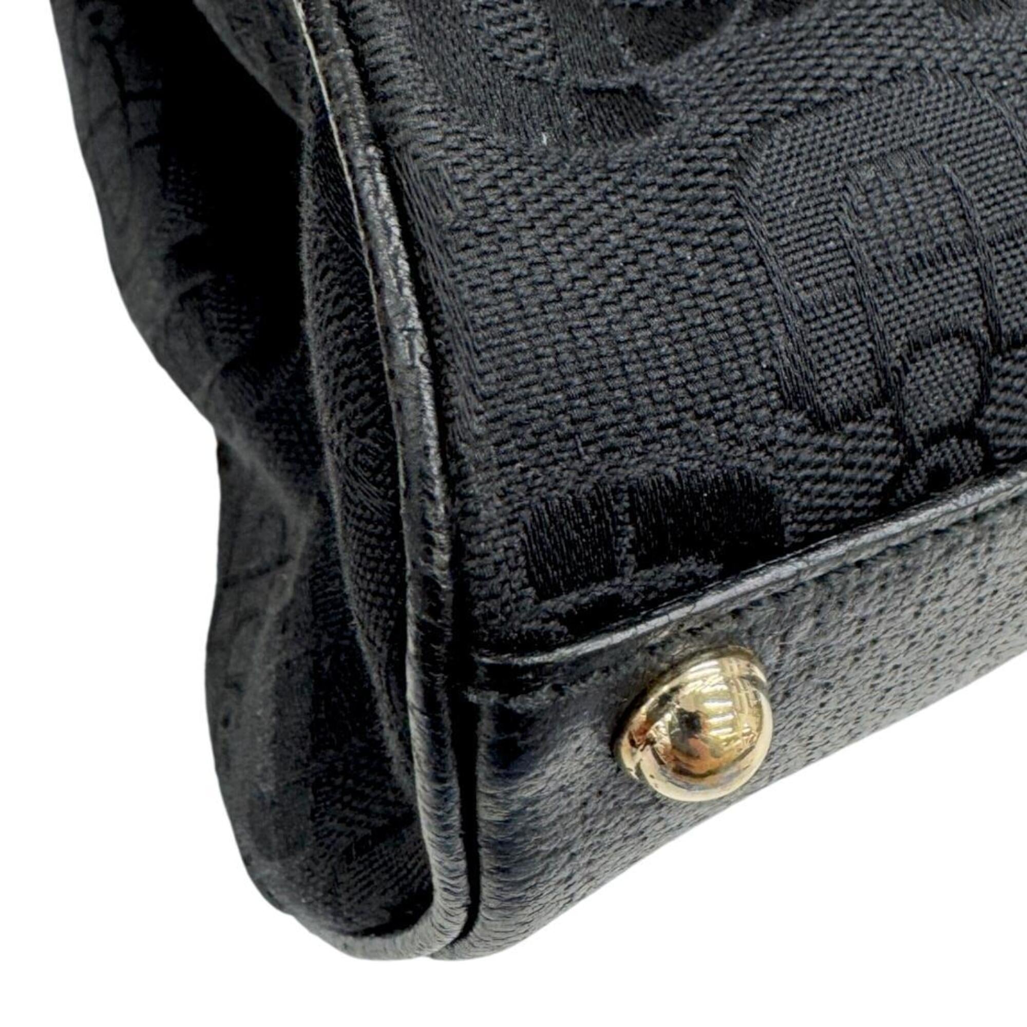 Gucci Black Canvas Leather Handbag Shoulder Bag (Pre-Owned)