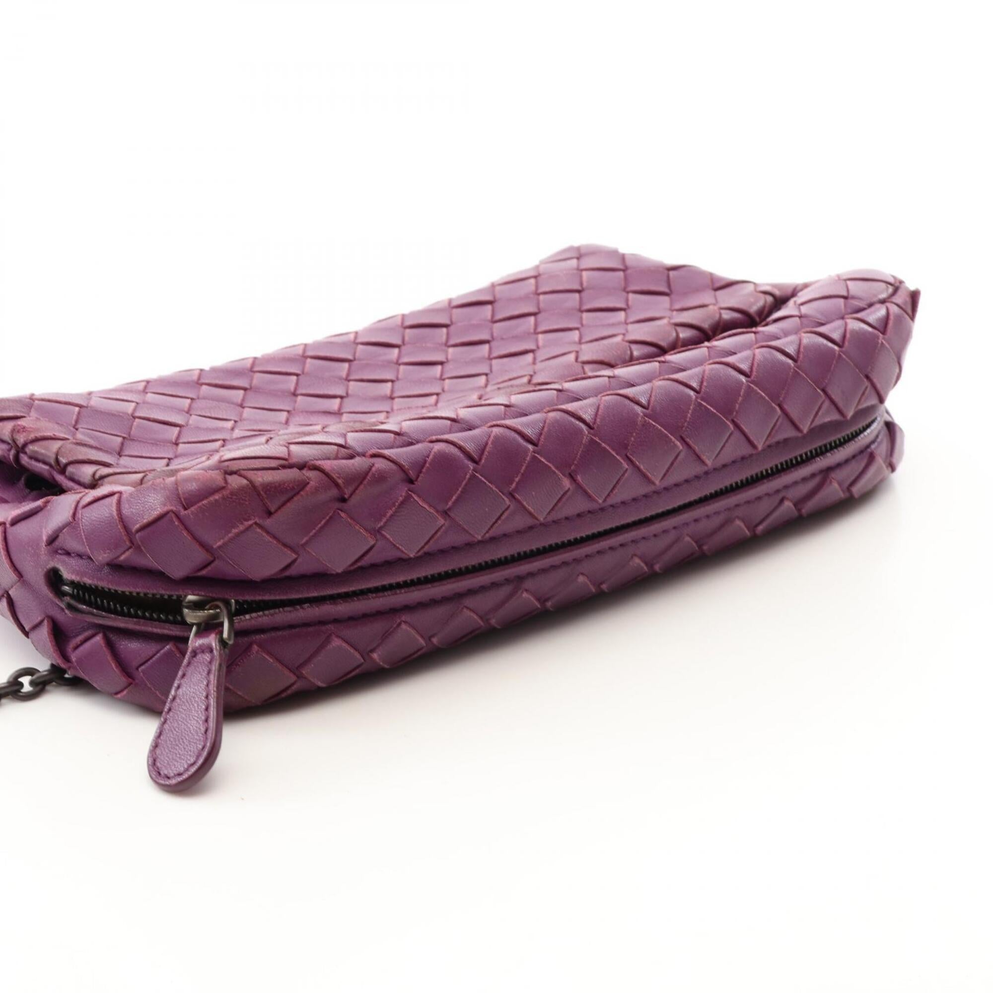 Bottega Veneta Intrecciato Purple Leather Handbag Shoulder Bag (Pre-Owned)