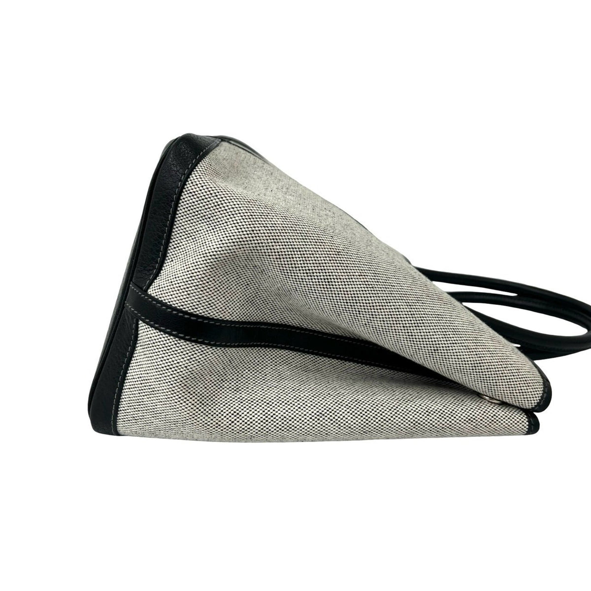 Hermes Black Gray Toile H Negonda Leather Handbag Tote Bag (Pre-Owned)