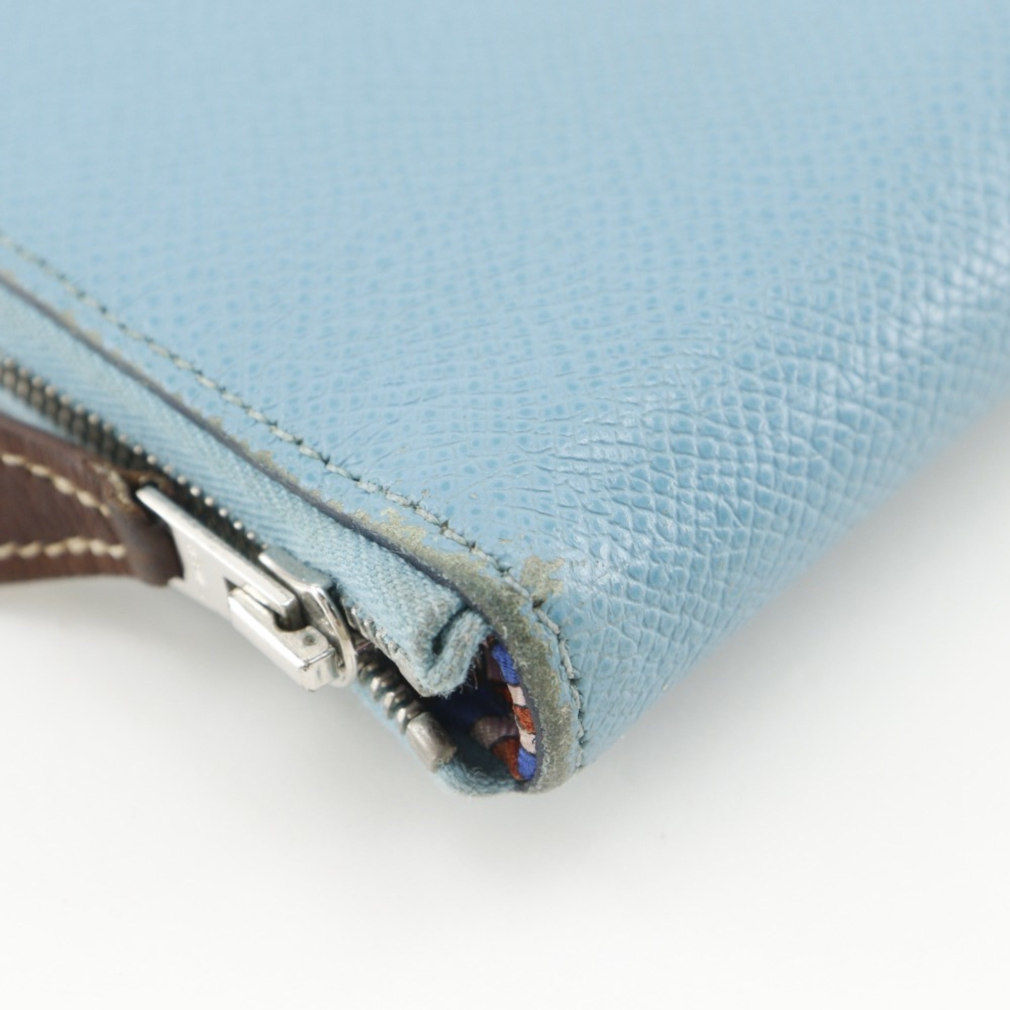 Hermes Light Blue Epsom Leather Long Wallet (Bi-Fold) (Pre-Owned)
