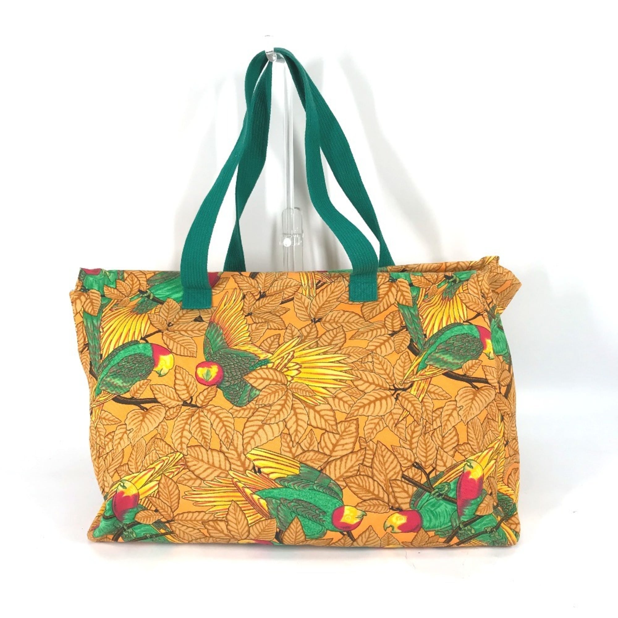 Hermes Green Orange Canvas Shoulder Bag Tote Bag (Pre-Owned)
