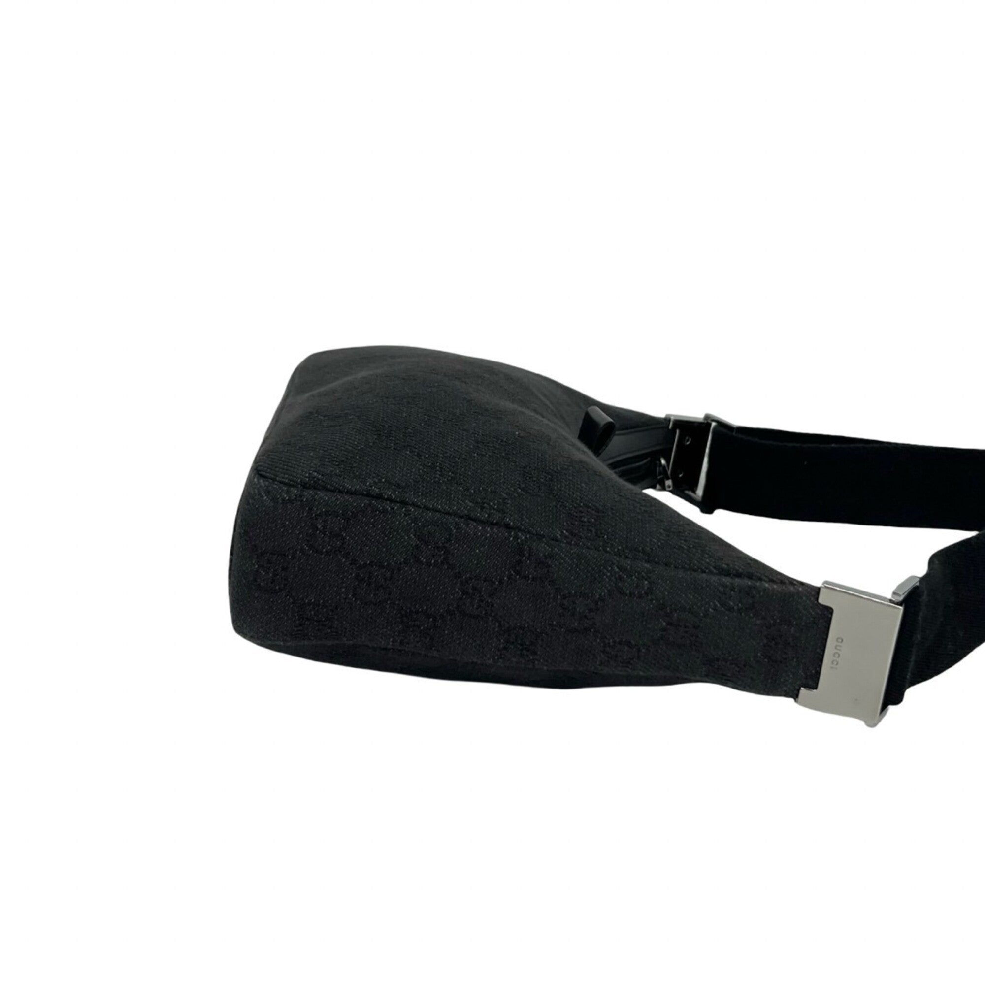 Gucci Black Leather Canvas Pochette Shoulder Bag (Pre-Owned)