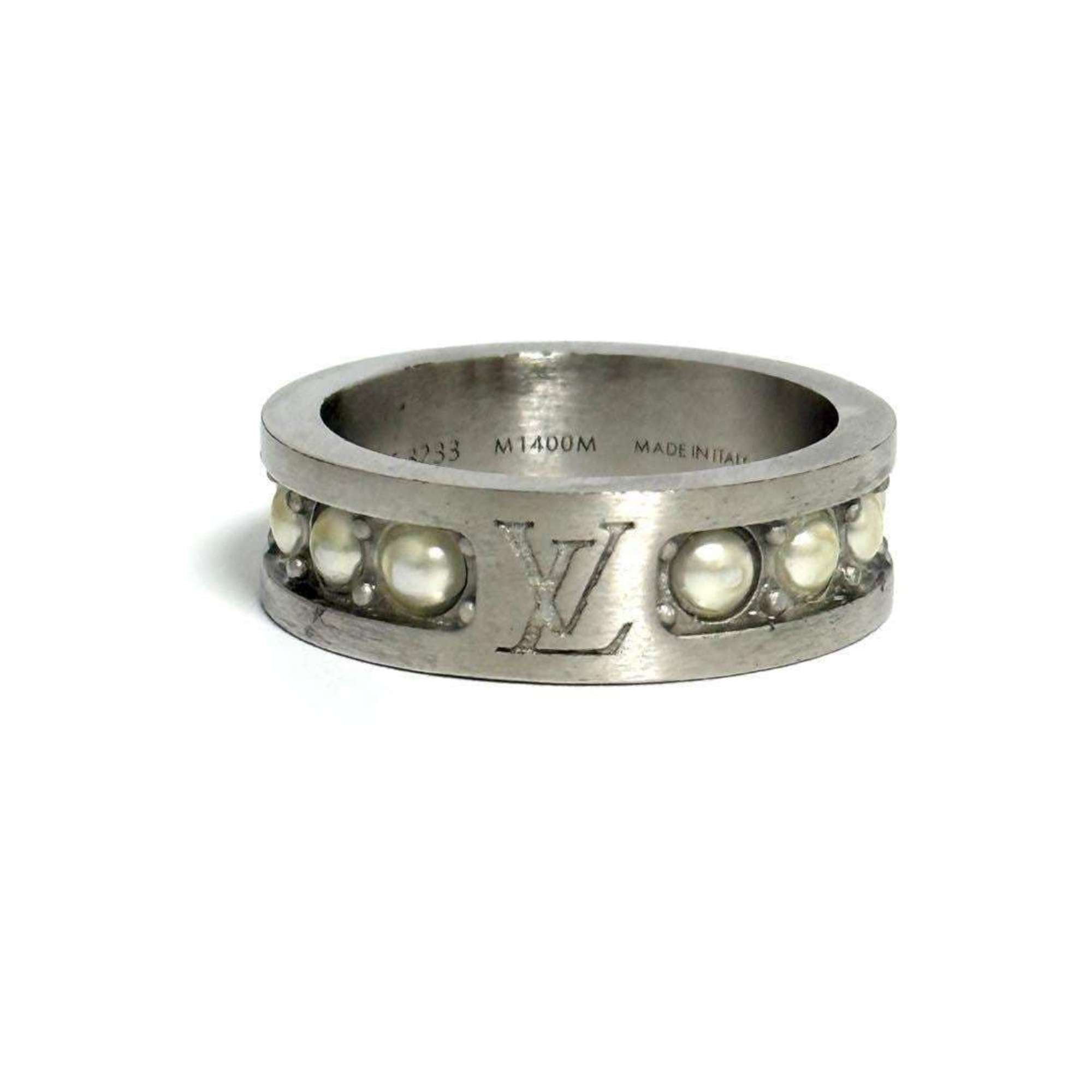 Louis Vuitton Artificial Pearl Metal Band Ring (Pre-Owned)