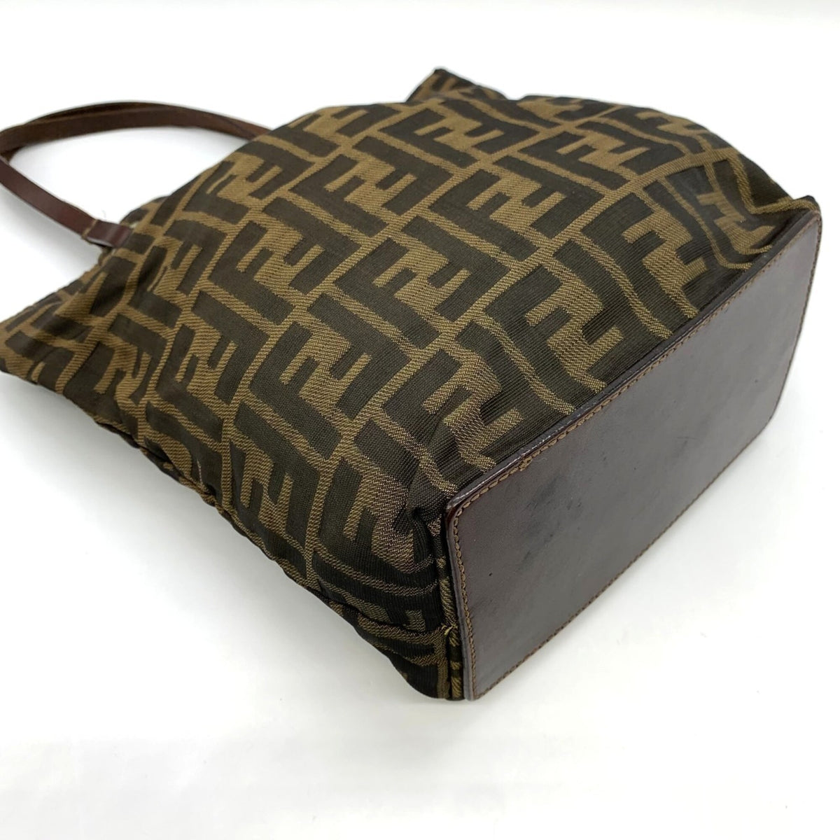 Fendi Zucca Brown Nylon Leather Tote Bag (Pre-Owned)