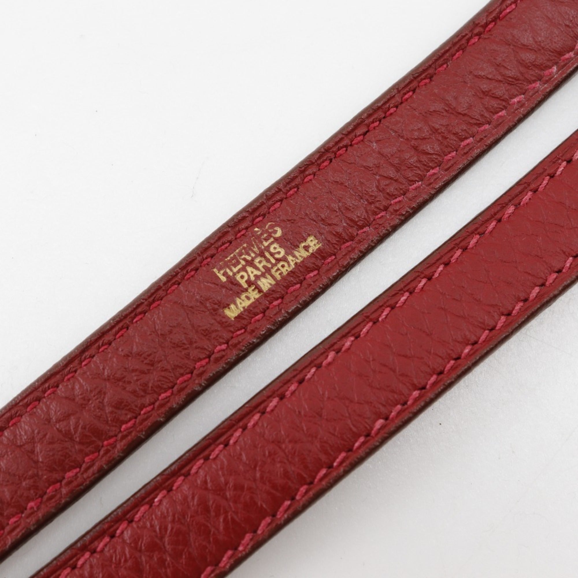 Hermes Red Color Taurillon Clemence Leather Handbag (Pre-Owned)
