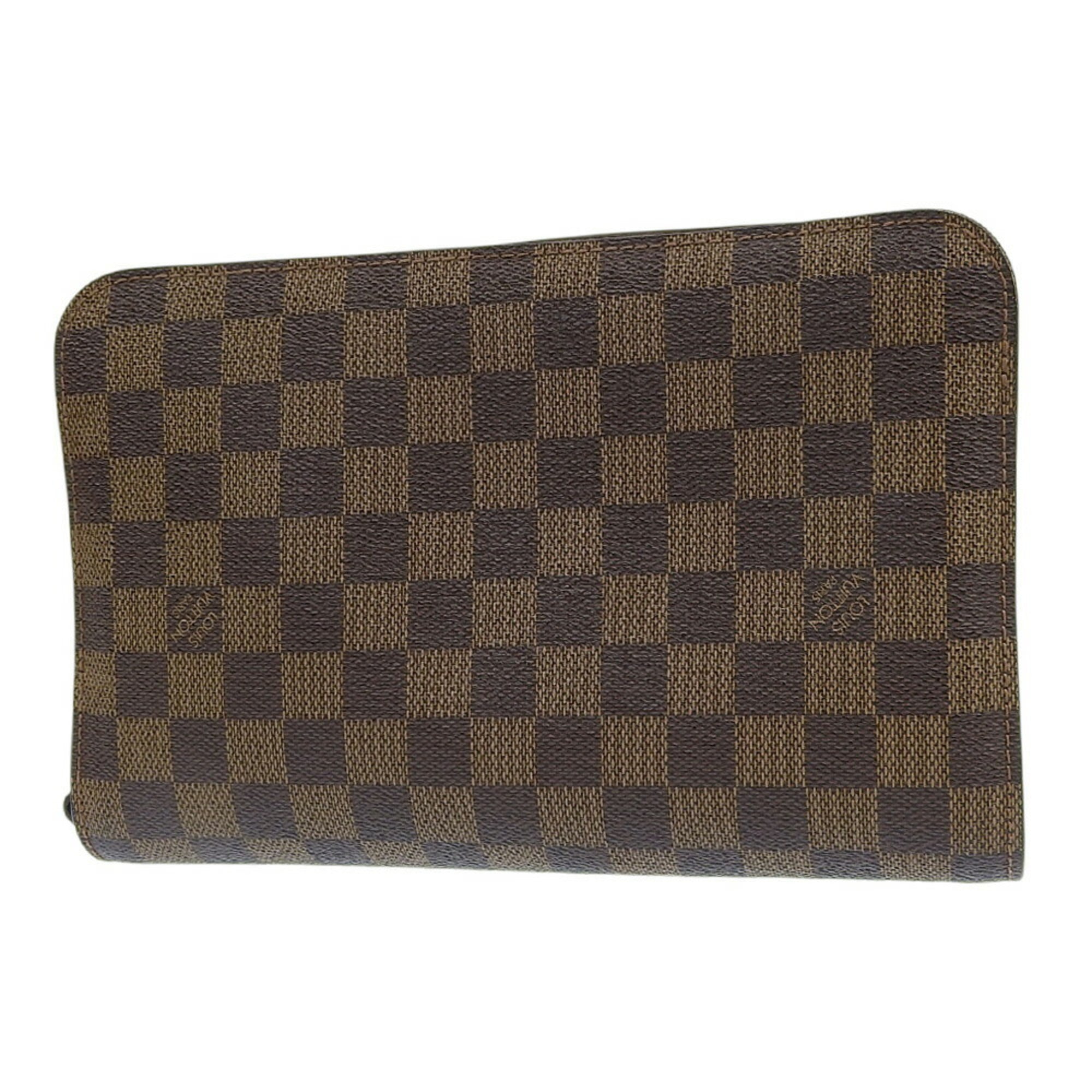 Louis Vuitton Damier Canvas Ebene Pvc Clutch Bag (Pre-Owned)
