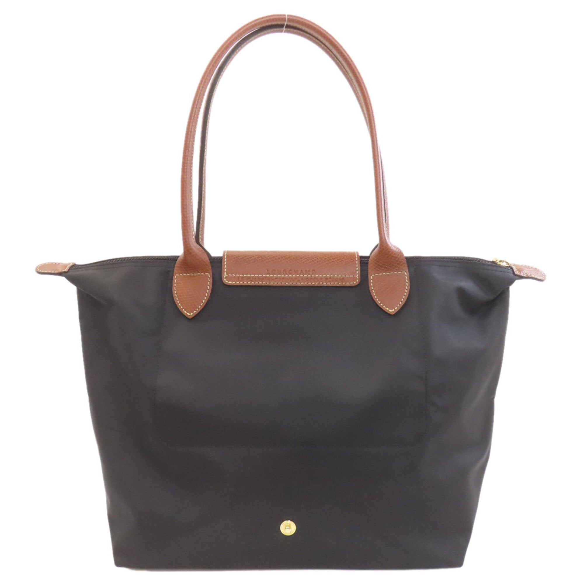 Longchamp Black Brown Nylon Tote Bag (Pre-Owned)