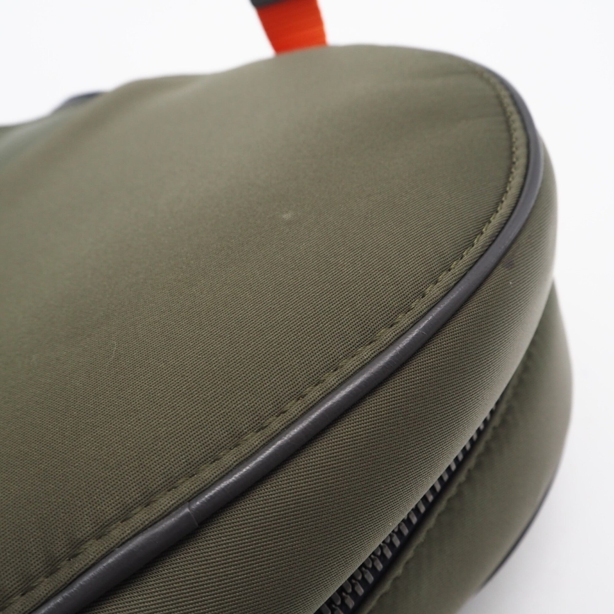 Christian Dior Black Khaki Orange Nylon Leather Saddle Bag (Pre-Owned)