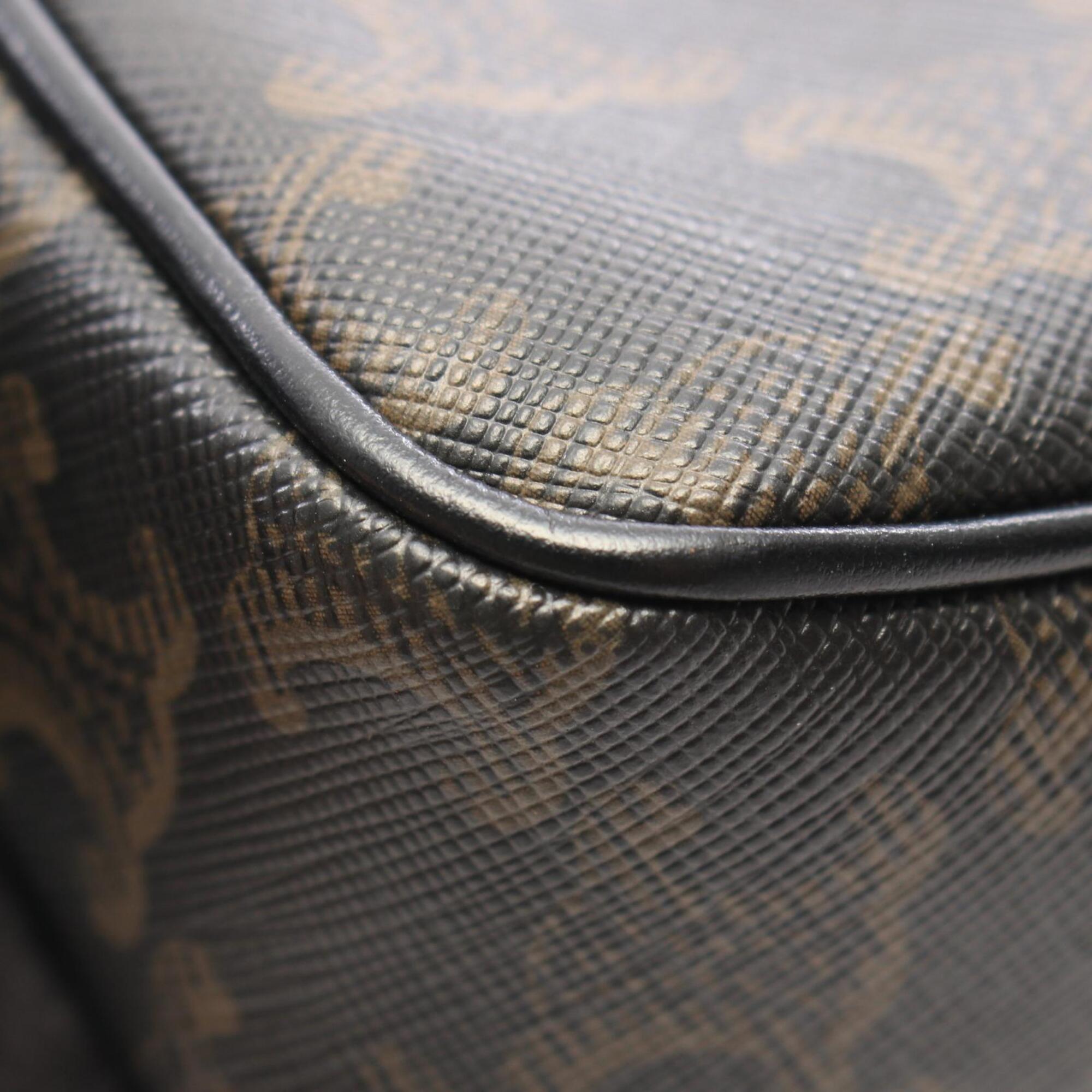 Celine Black Brown White Pvc Coated Canvas Leather Messenger Bag Shoulder Bag (Pre-Owned)
