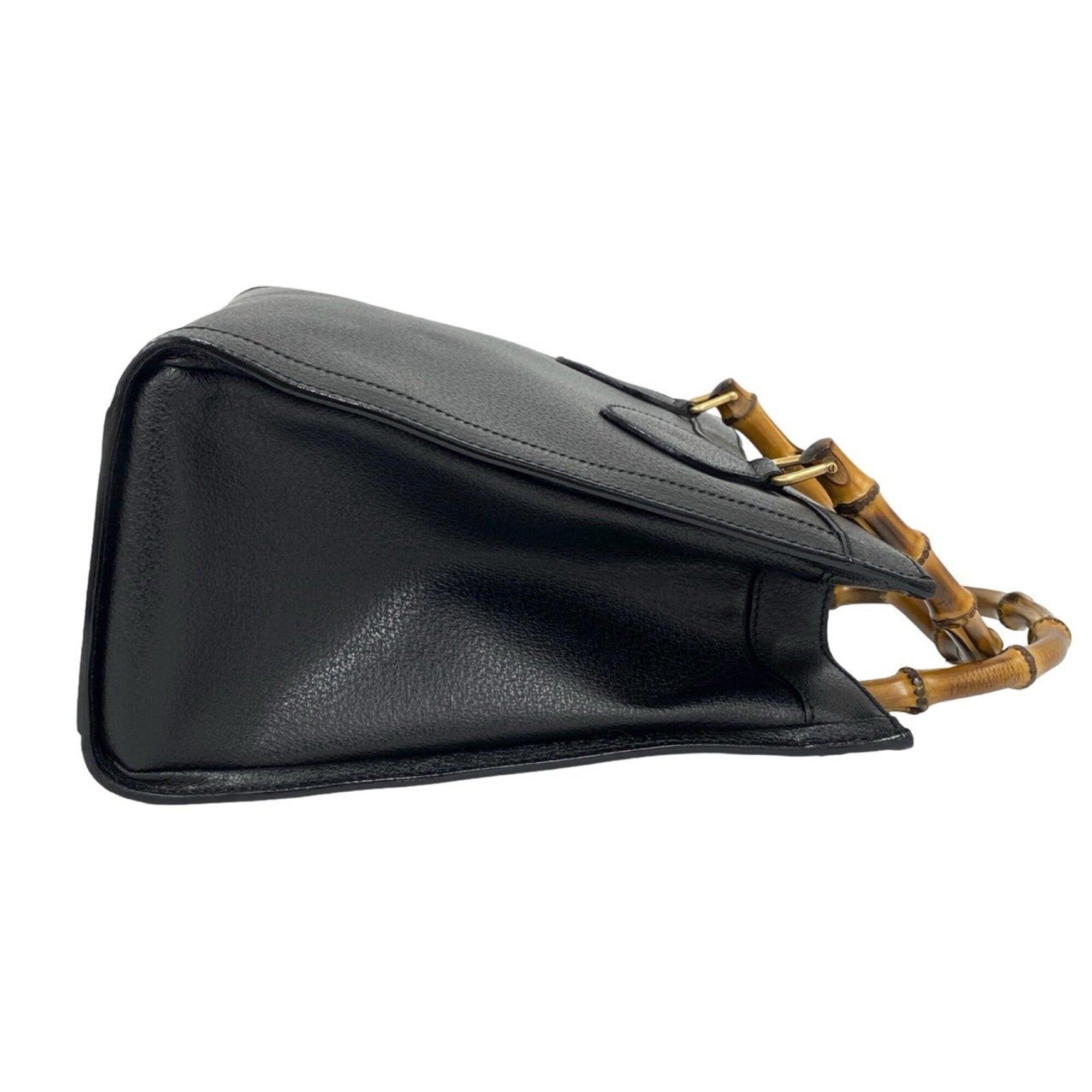 Gucci Black Leather Handbag Tote Bag (Pre-Owned)