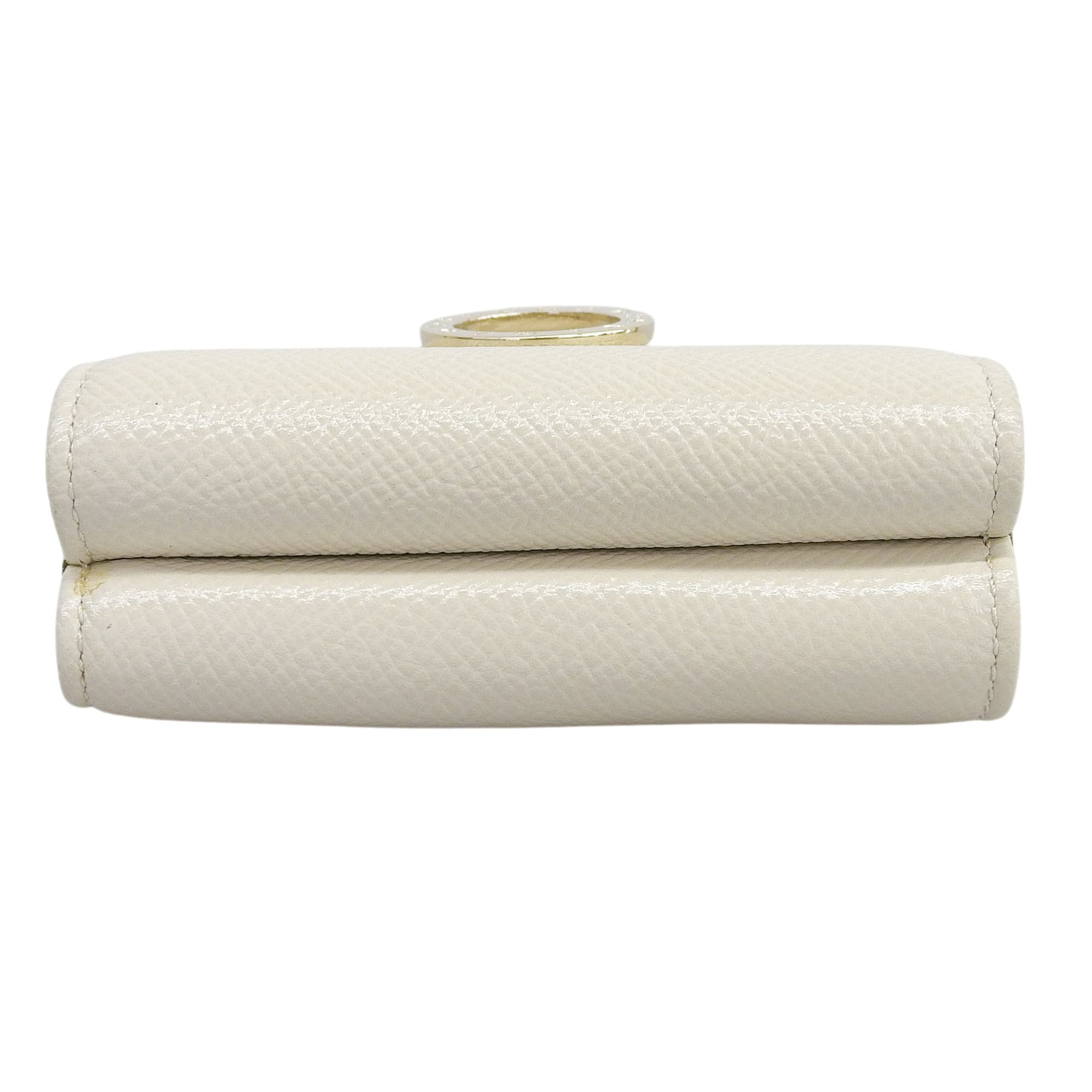 Bvlgari Light Beige Purple Leather Wallet (Tri-Fold) (Pre-Owned)