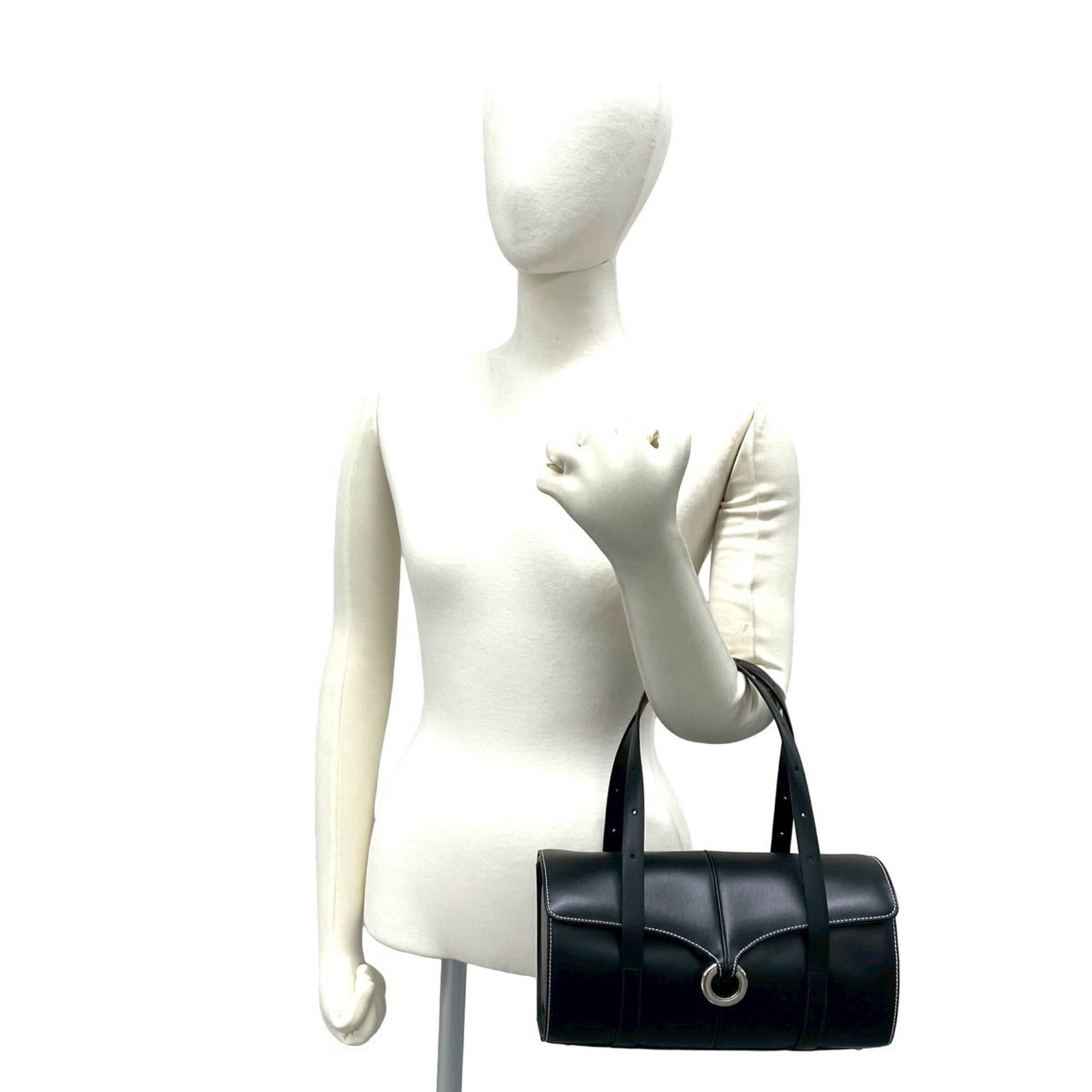 Loewe Black Leather Boston Bag Handbag (Pre-Owned)