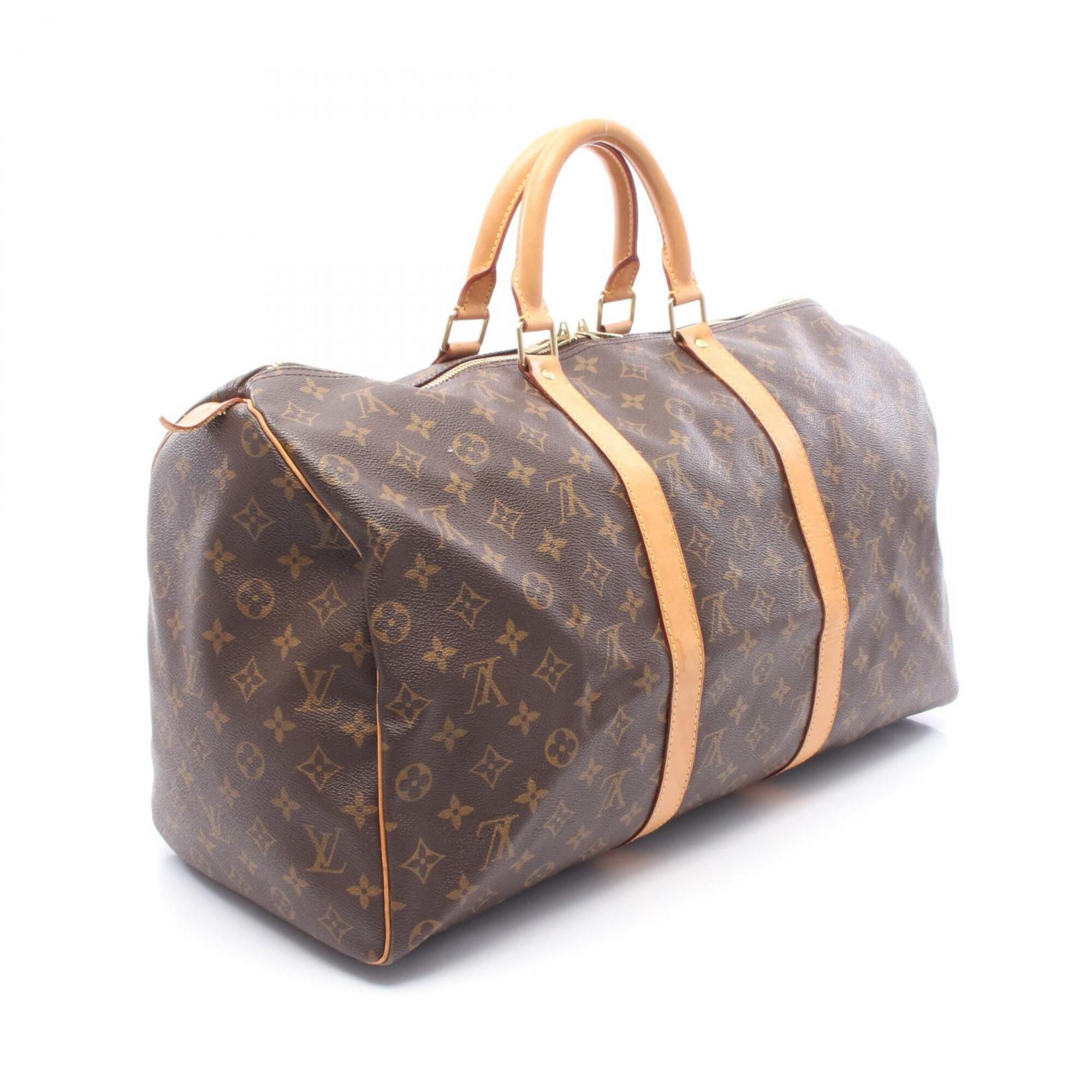 Louis Vuitton Brown Pvc Coated Canvas Leather Boston Bag (Pre-Owned)