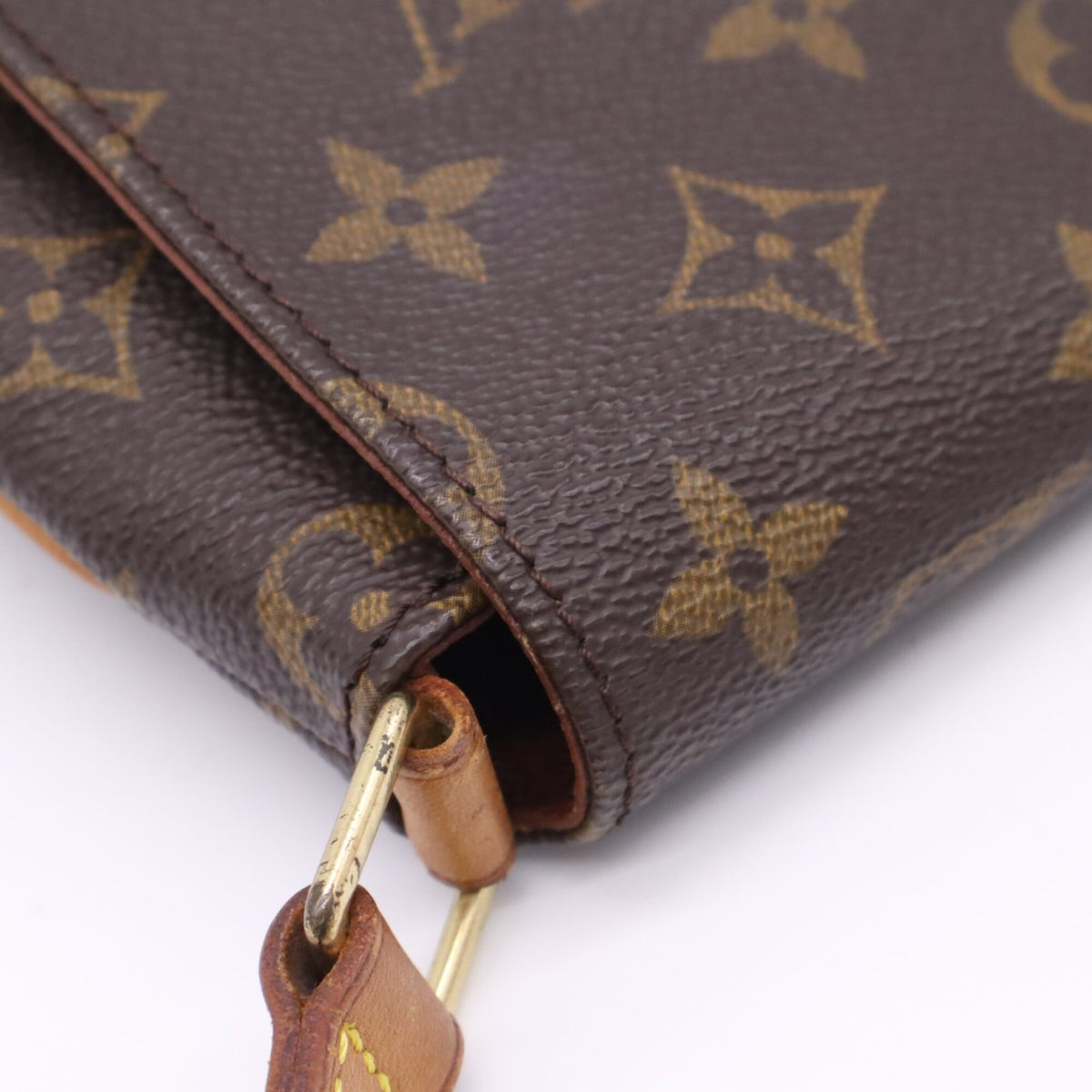 Louis Vuitton Beige Brown Coated Canvas Leather Shoulder Bag (Pre-Owned)