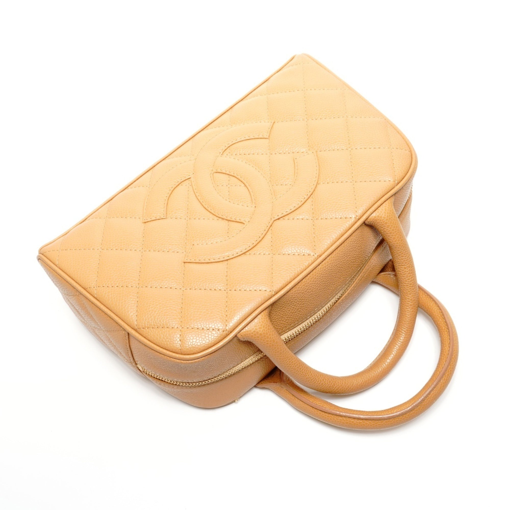 Chanel Beige Grained Calfskin Handbag (Pre-Owned)