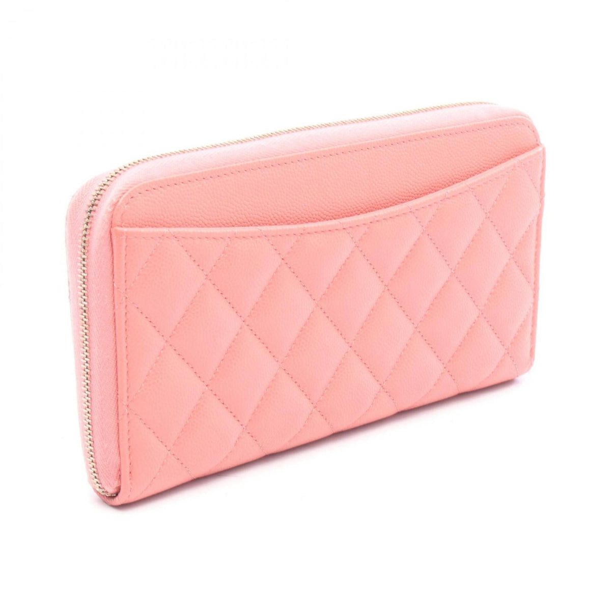 Chanel Pink Grained Calfskin Long Wallet (Bi-Fold) (Pre-Owned)