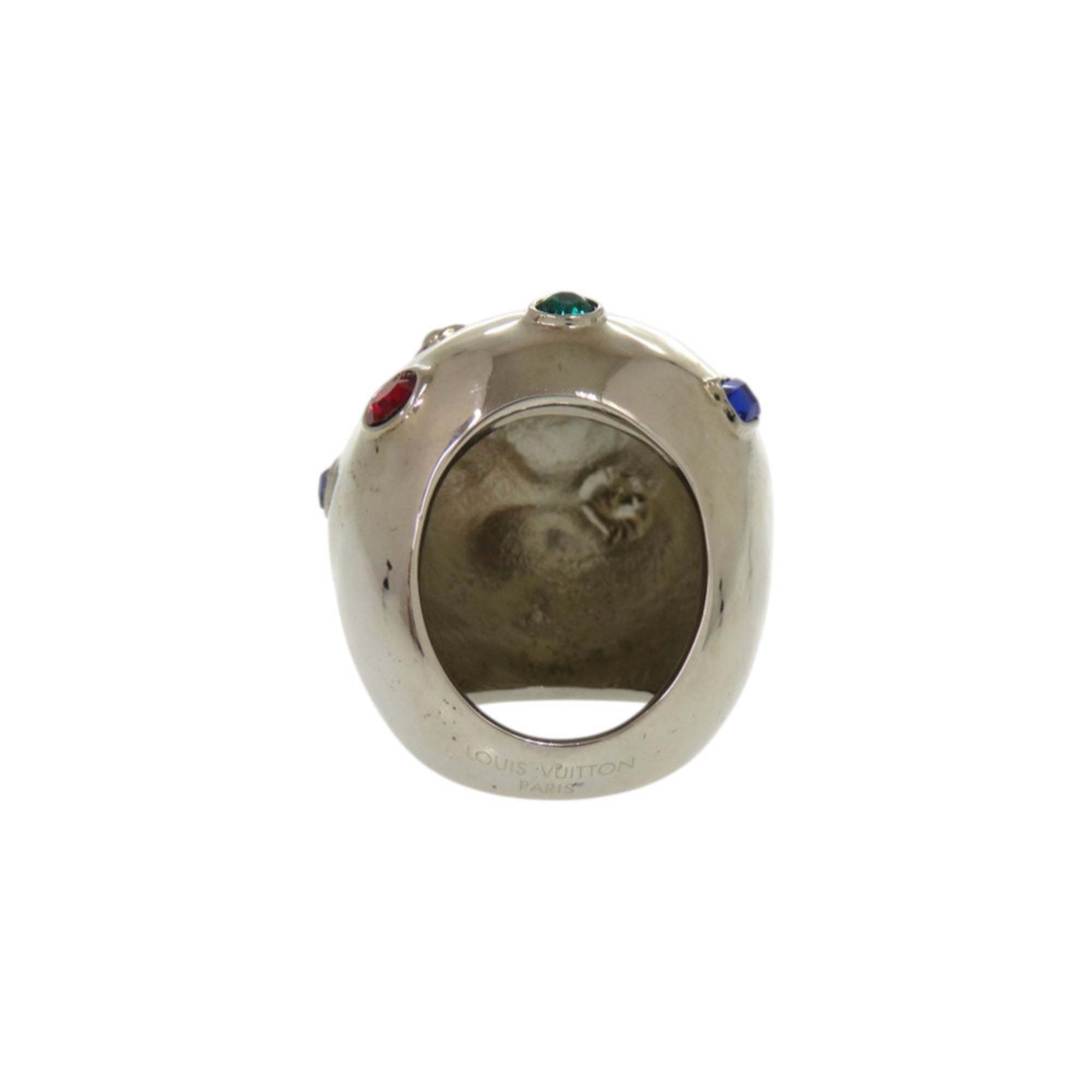 Louis Vuitton Silver Multi-Color Metal Rhinestone Band Ring (Pre-Owned)