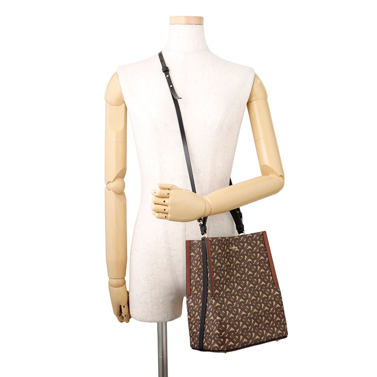 Burberry Beige Black Brown Pvc Leather Handbag (Pre-Owned)