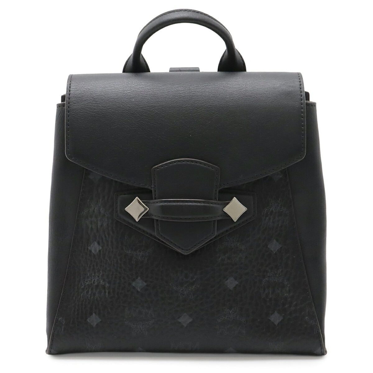 Mcm Visetos Black Canvas Leather Backpack (Pre-Owned)
