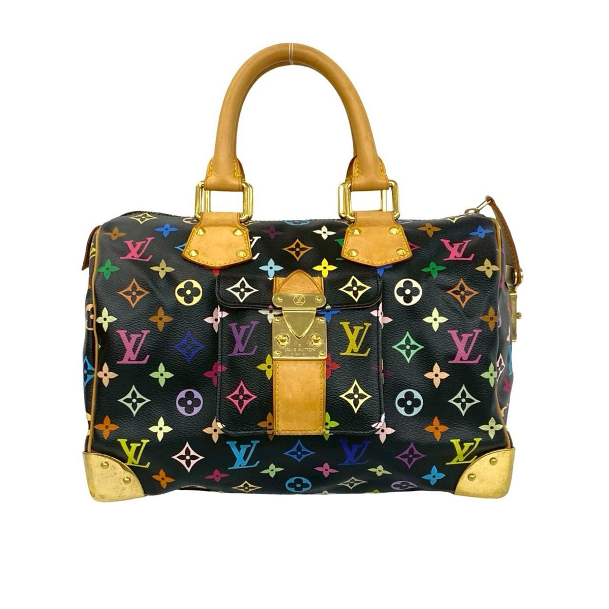 Louis Vuitton Black Multi-Color Leather Pvc Handbag (Pre-Owned)