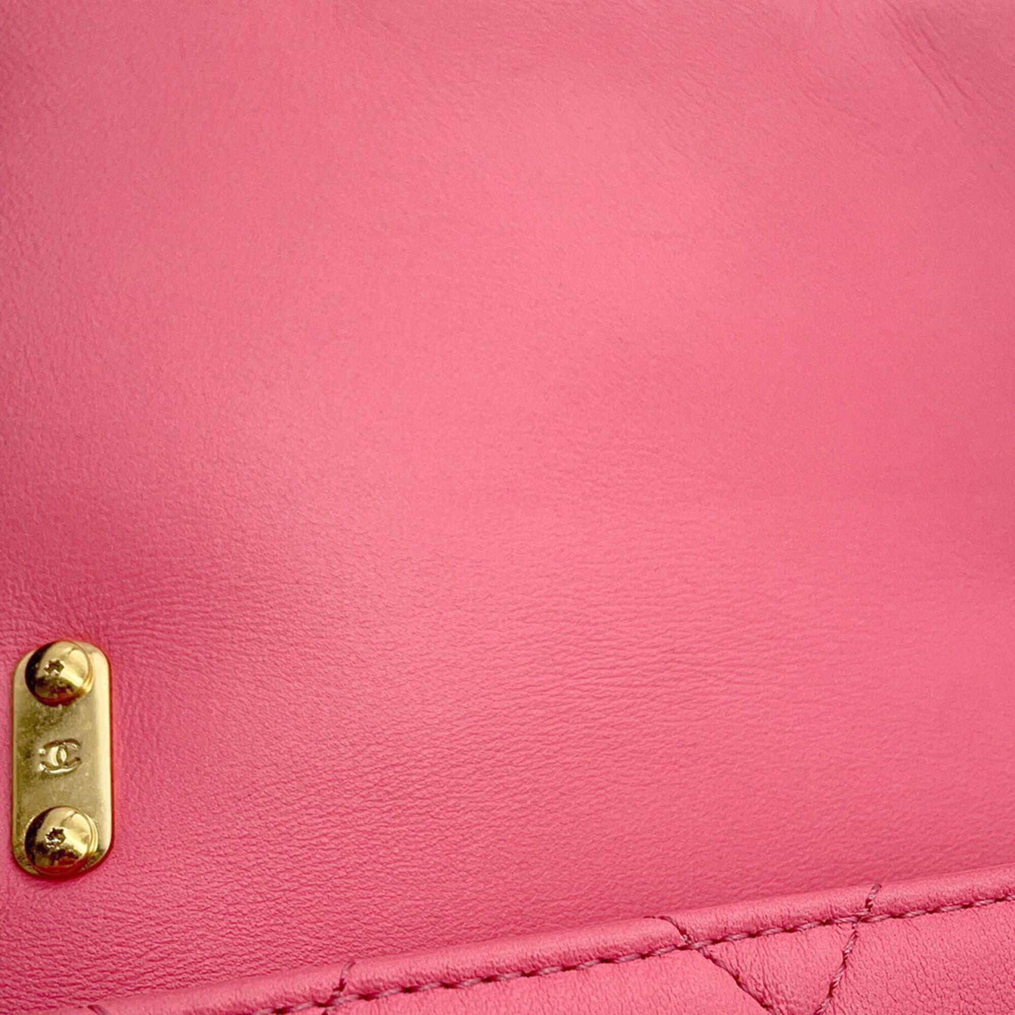 Chanel Pink Leather Handbag Shoulder Bag (Pre-Owned)