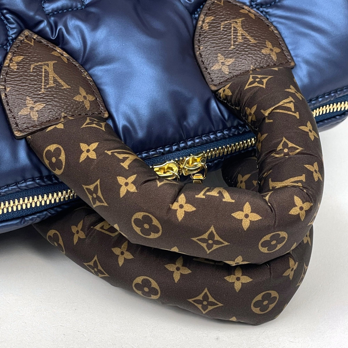 Louis Vuitton Metallic Blue Nylon Monogram Handbag Shoulder Bag (Pre-Owned)