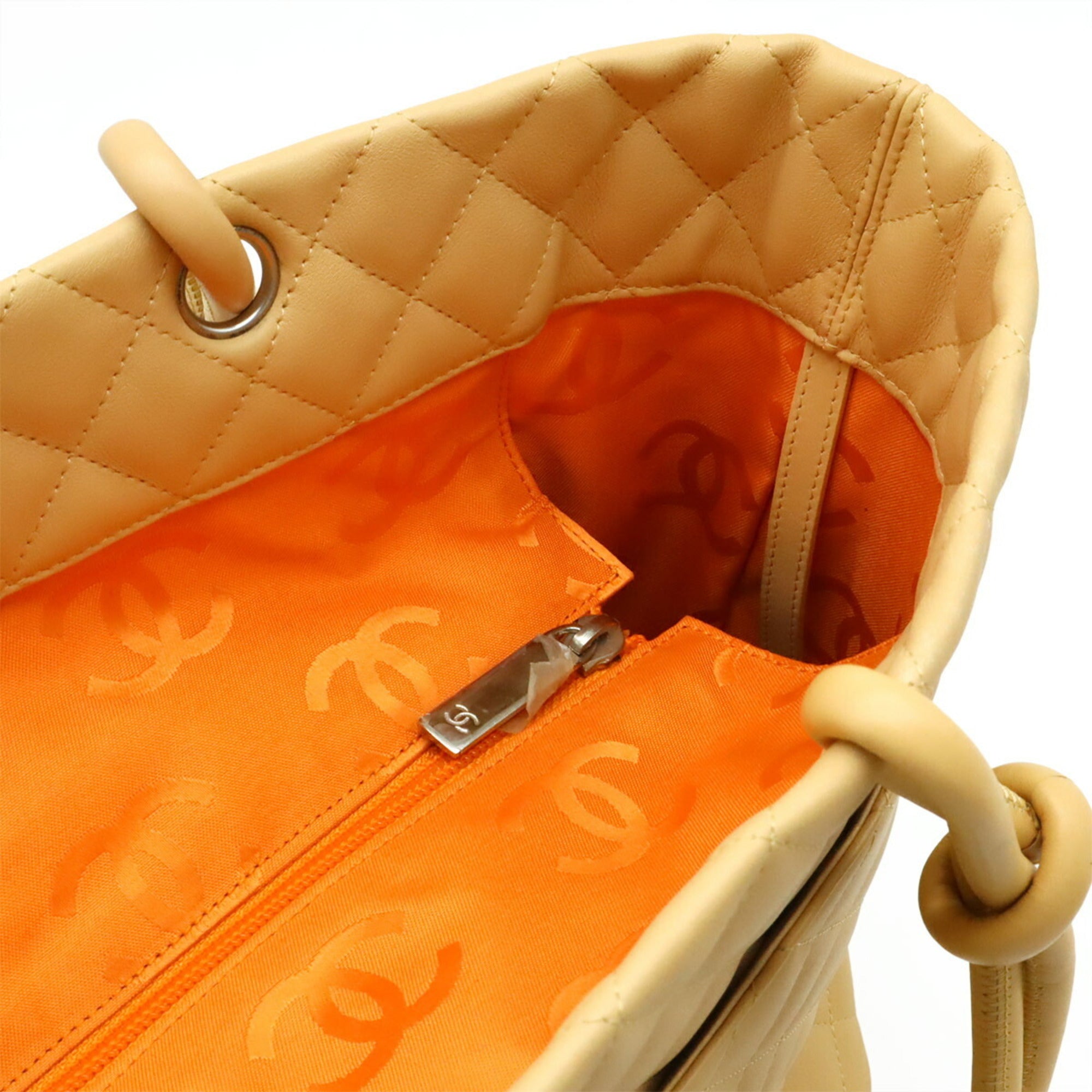 Chanel Beige Yellow Leather Shoulder Bag Tote Bag (Pre-Owned)