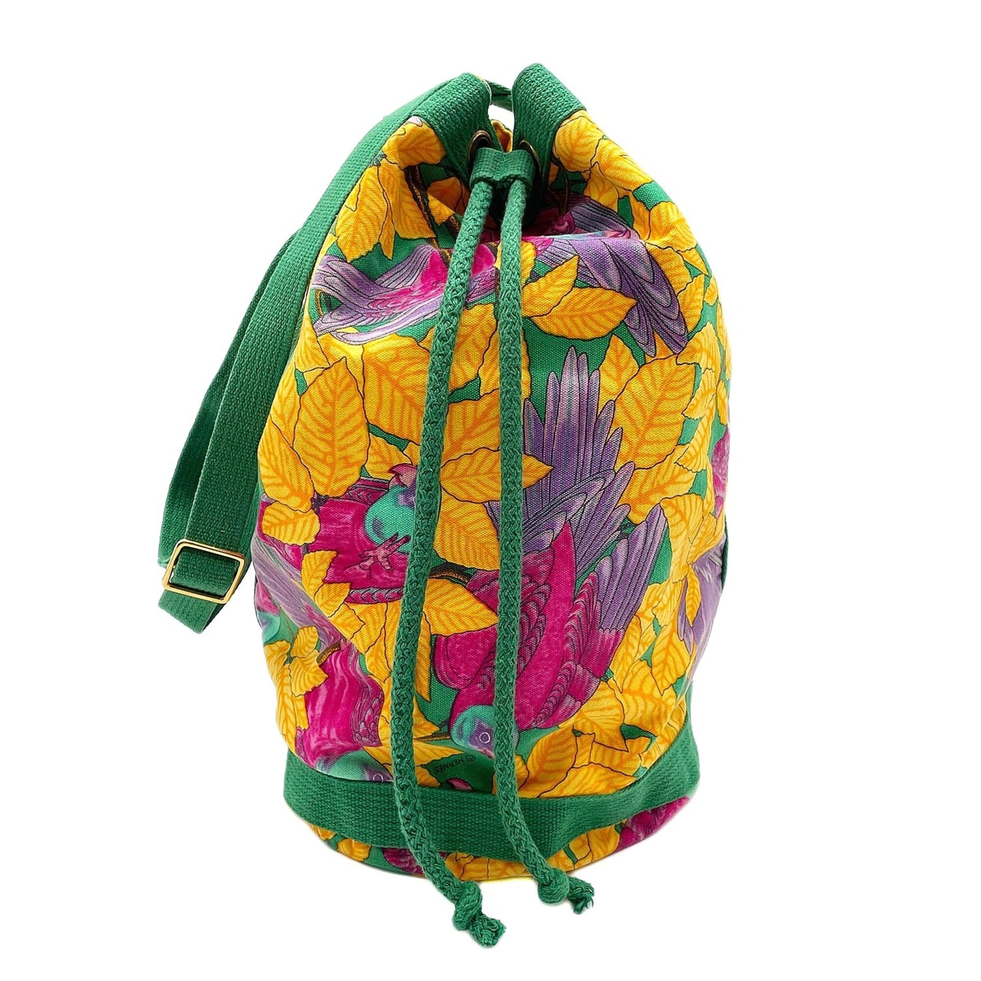 Hermes Green Pink Yellow Canvas Shoulder Bag (Pre-Owned)