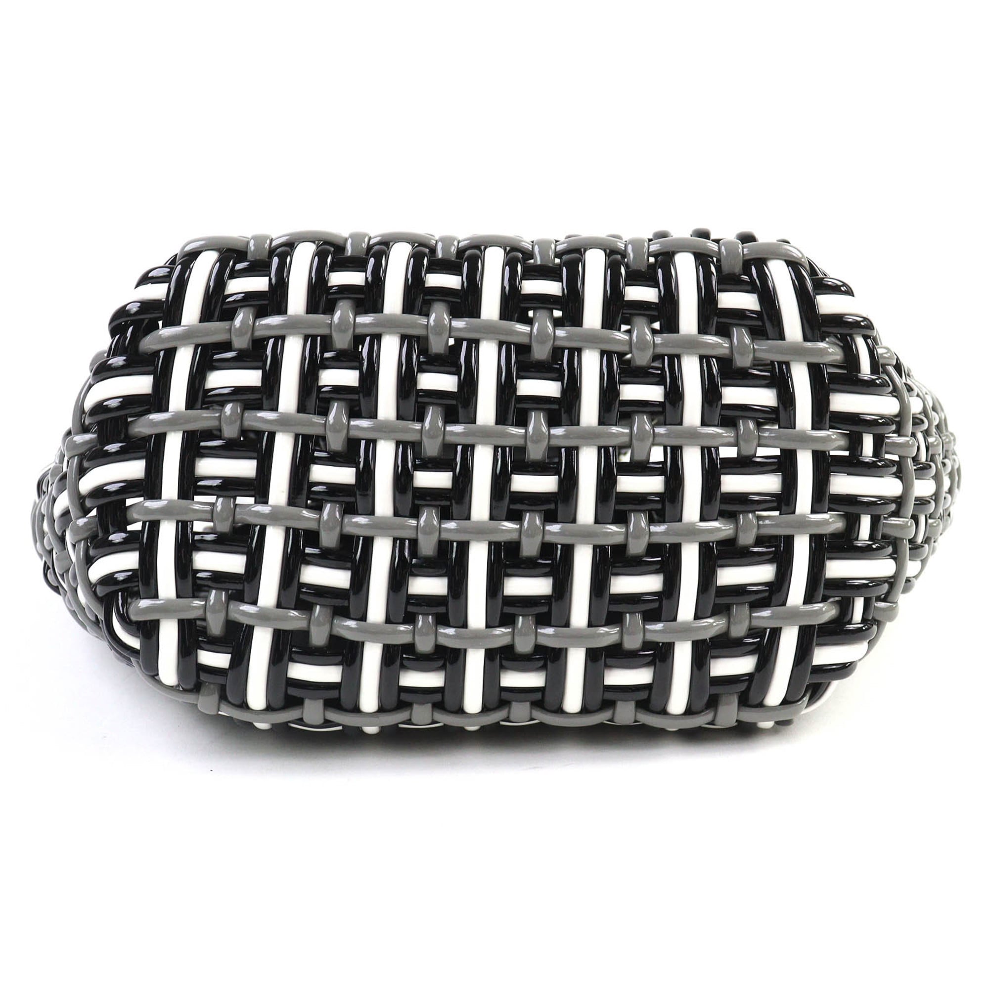 Balenciaga Black Gray White Basket Handbag Shoulder Bag (Pre-Owned)