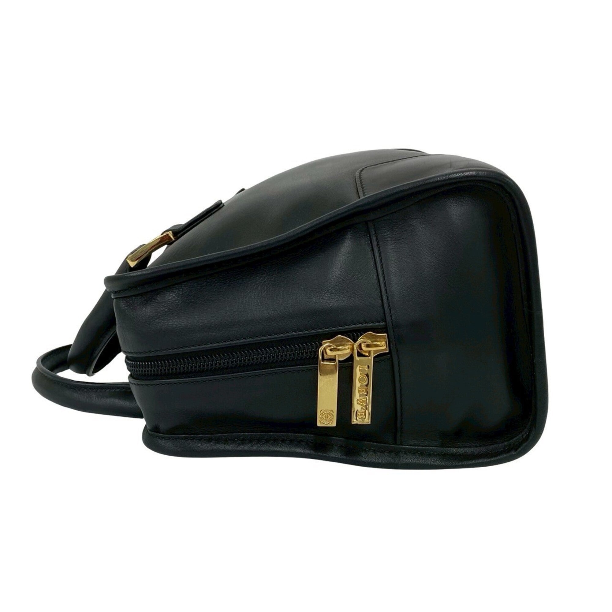 Loewe Black Leather Boston Bag Handbag (Pre-Owned)