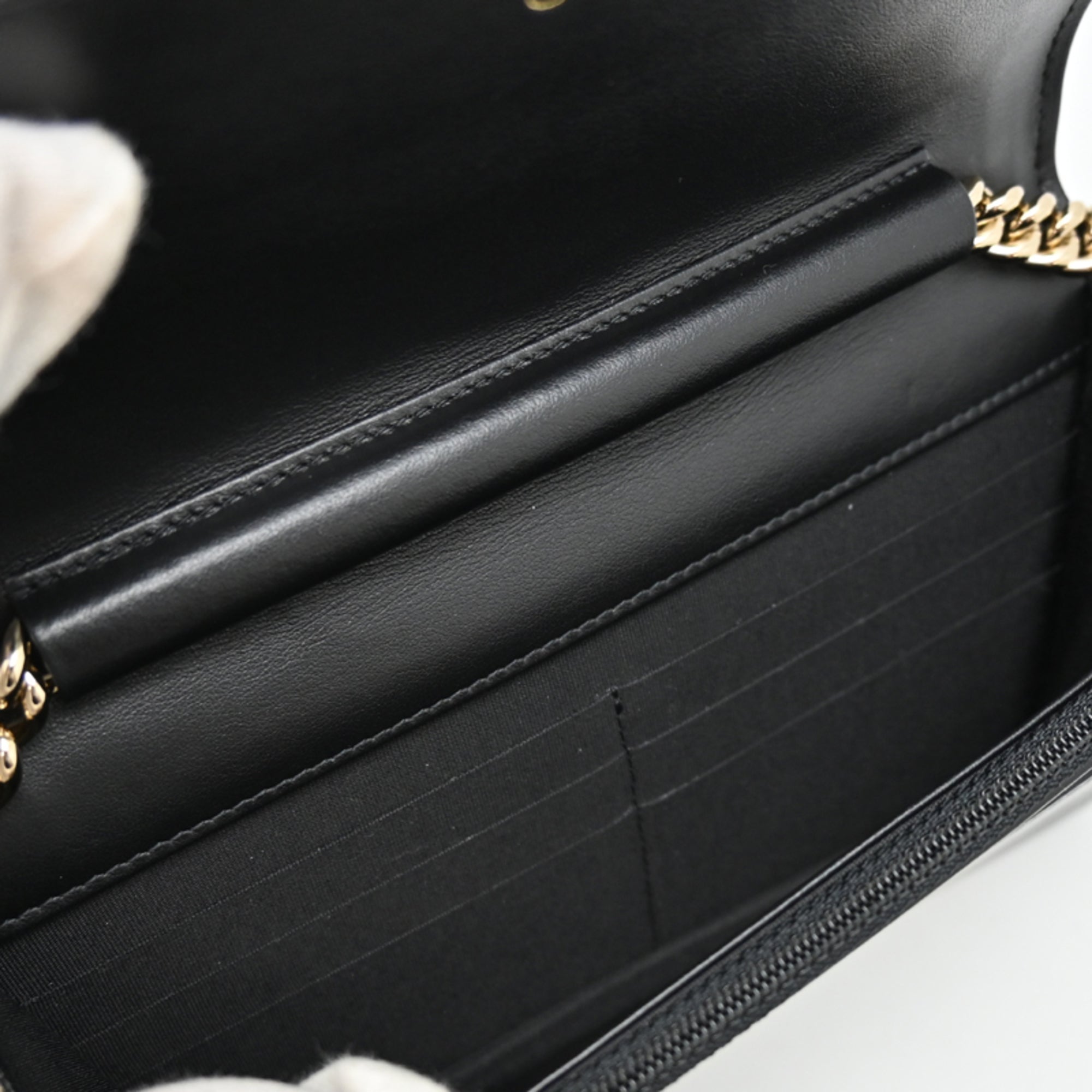 Chanel Black Grained Calfskin Chain/Shoulder Wallet (Pre-Owned)