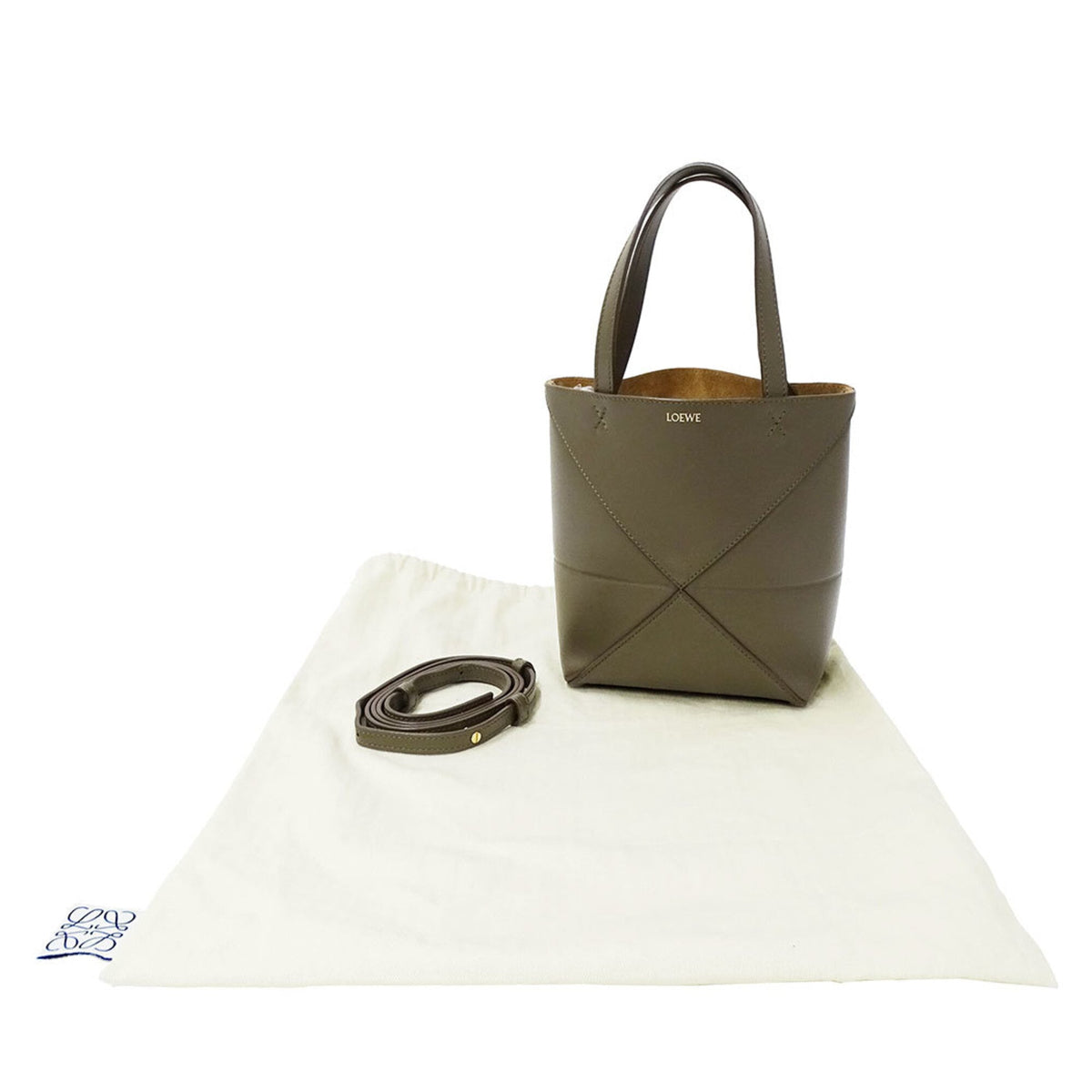 Loewe Green Khaki Leather Handbag Shoulder Bag (Pre-Owned)