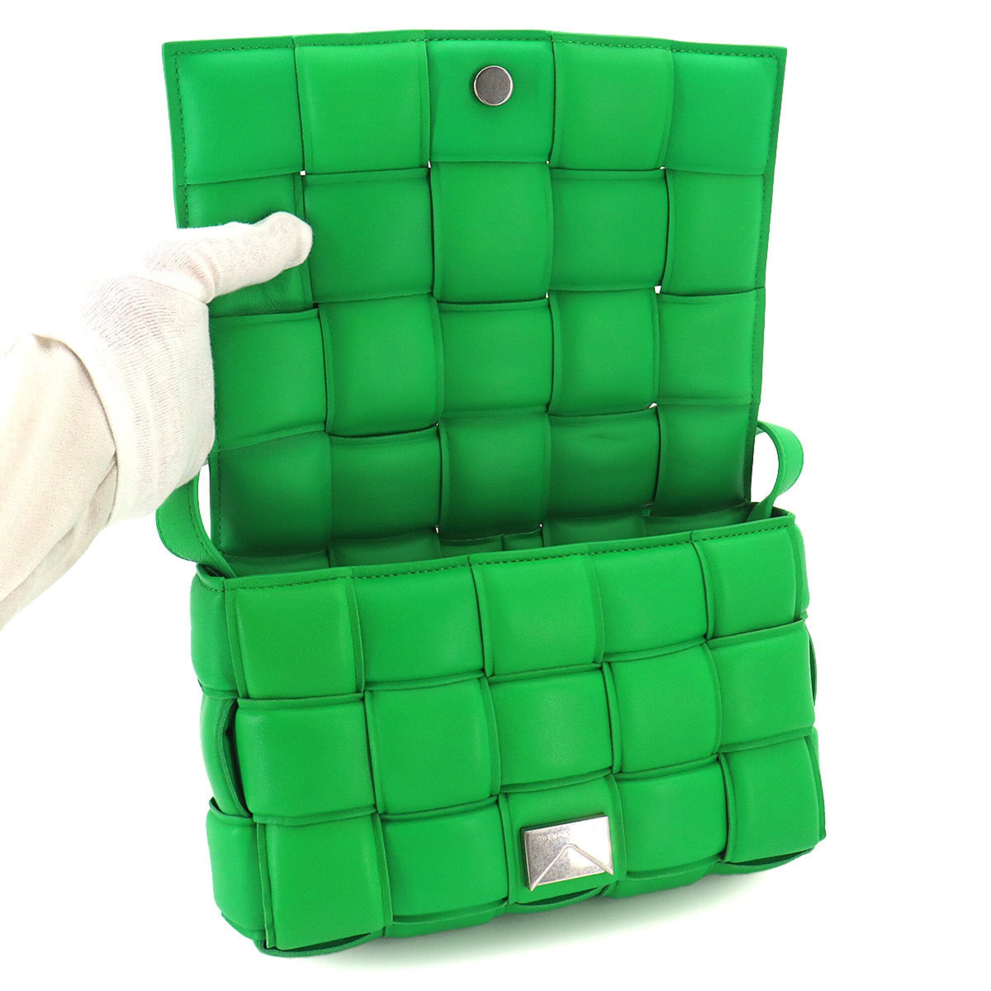 Bottega Veneta Green Leather Handbag Shoulder Bag (Pre-Owned)