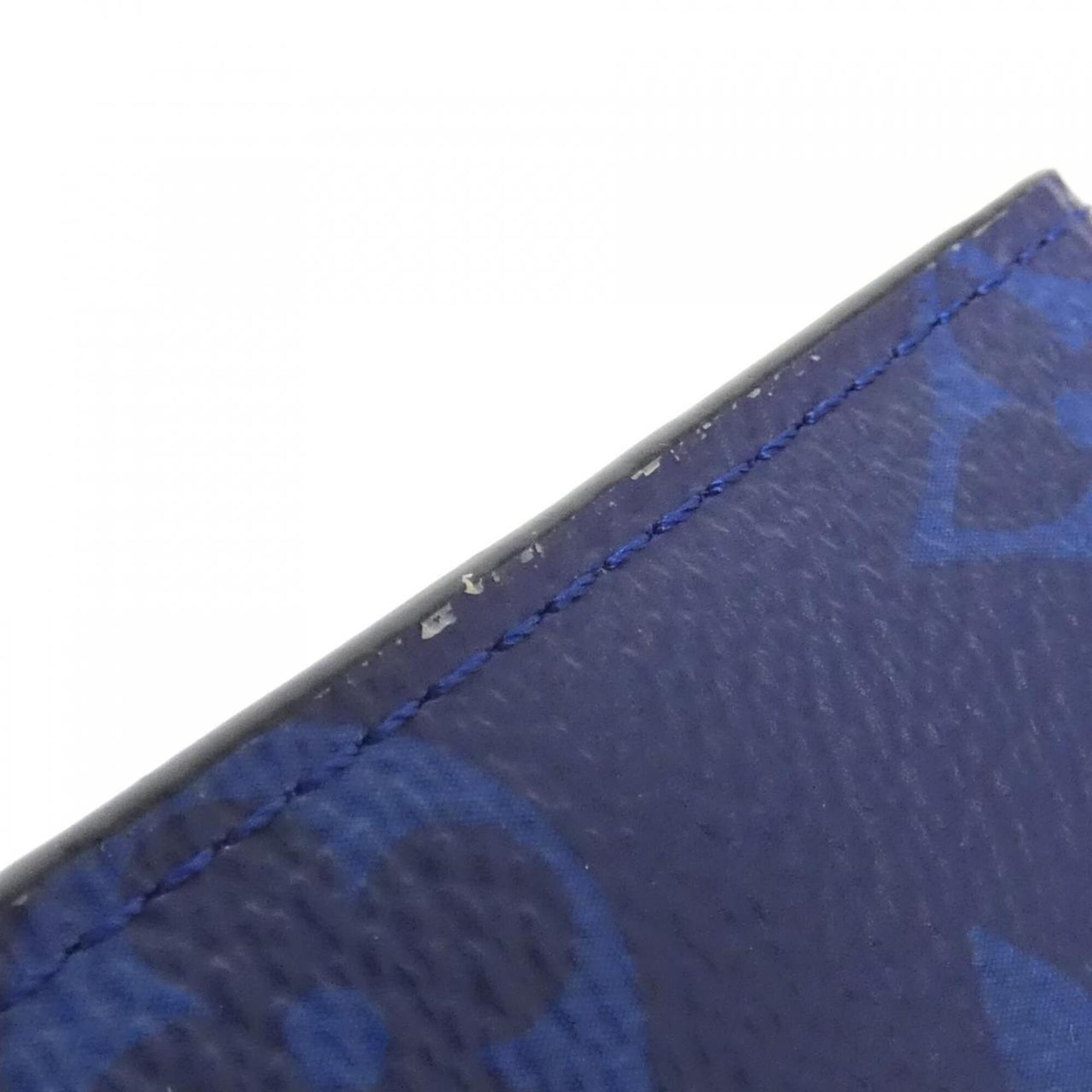 Louis Vuitton Blue Cobalt Coated Canvas Leather Card Wallet (Pre-Owned)