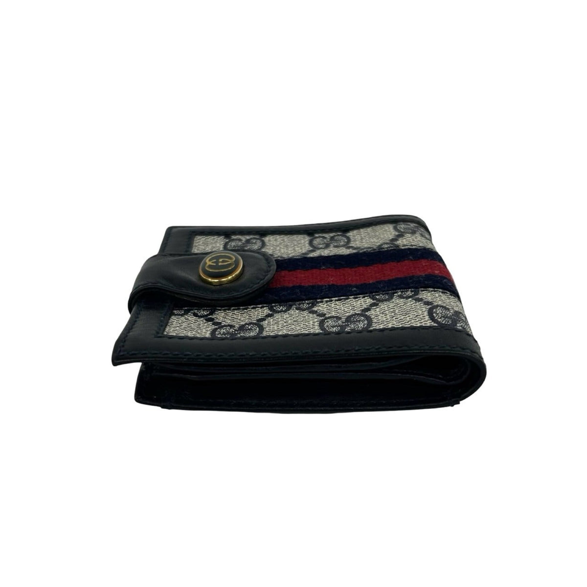 Gucci Navy Red Color Pvc Leather Wallet (Bi-Fold) (Pre-Owned)