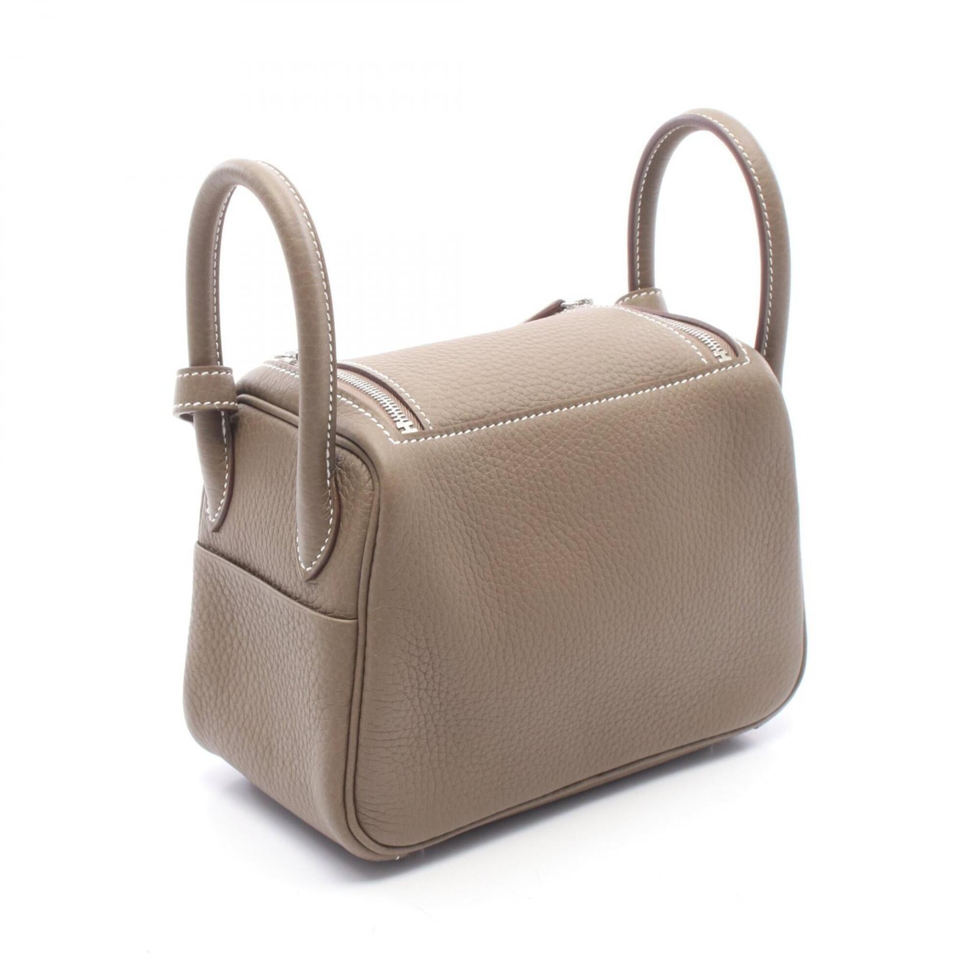 Hermes Etoupe Gray Gray Taurillon Clemence Leather Handbag Shoulder Bag (Pre-Owned)