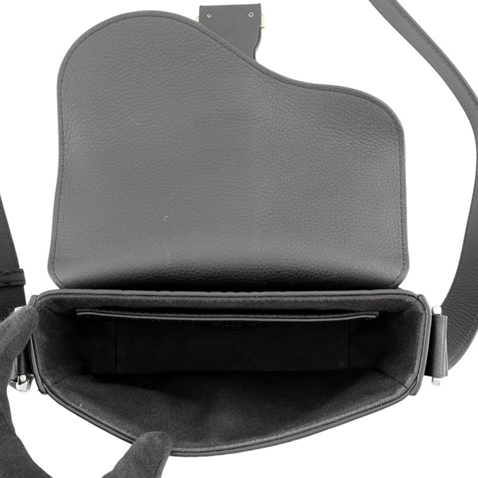 Christian Dior Black Leather Handbag Messenger Bag Shoulder Bag (Pre-Owned)
