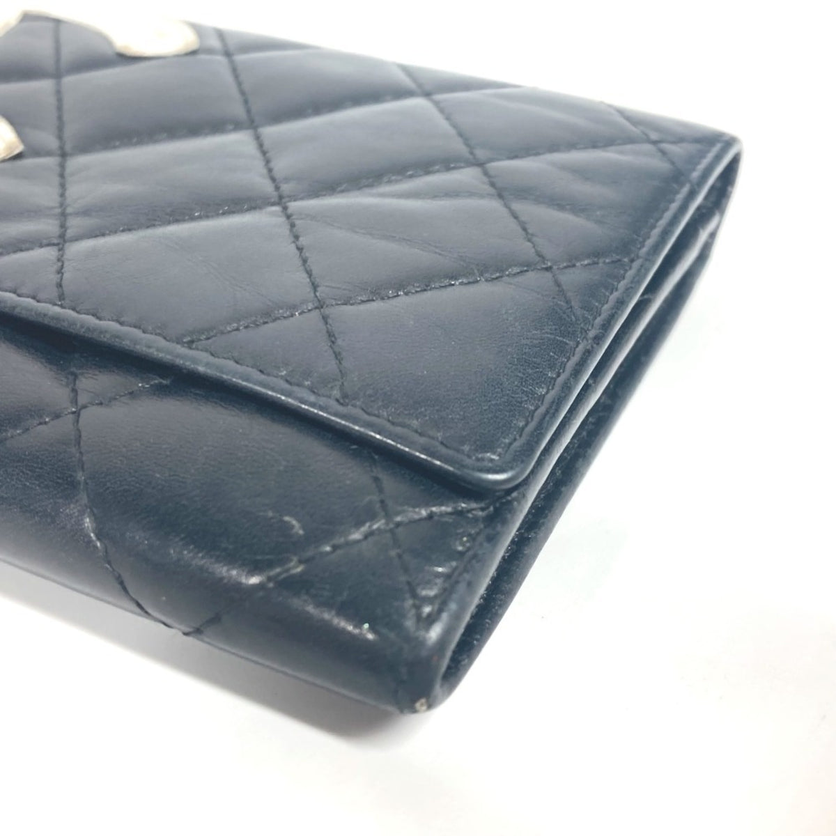 Chanel Black White Leather Bill Wallet (Bi-Fold) (Pre-Owned)