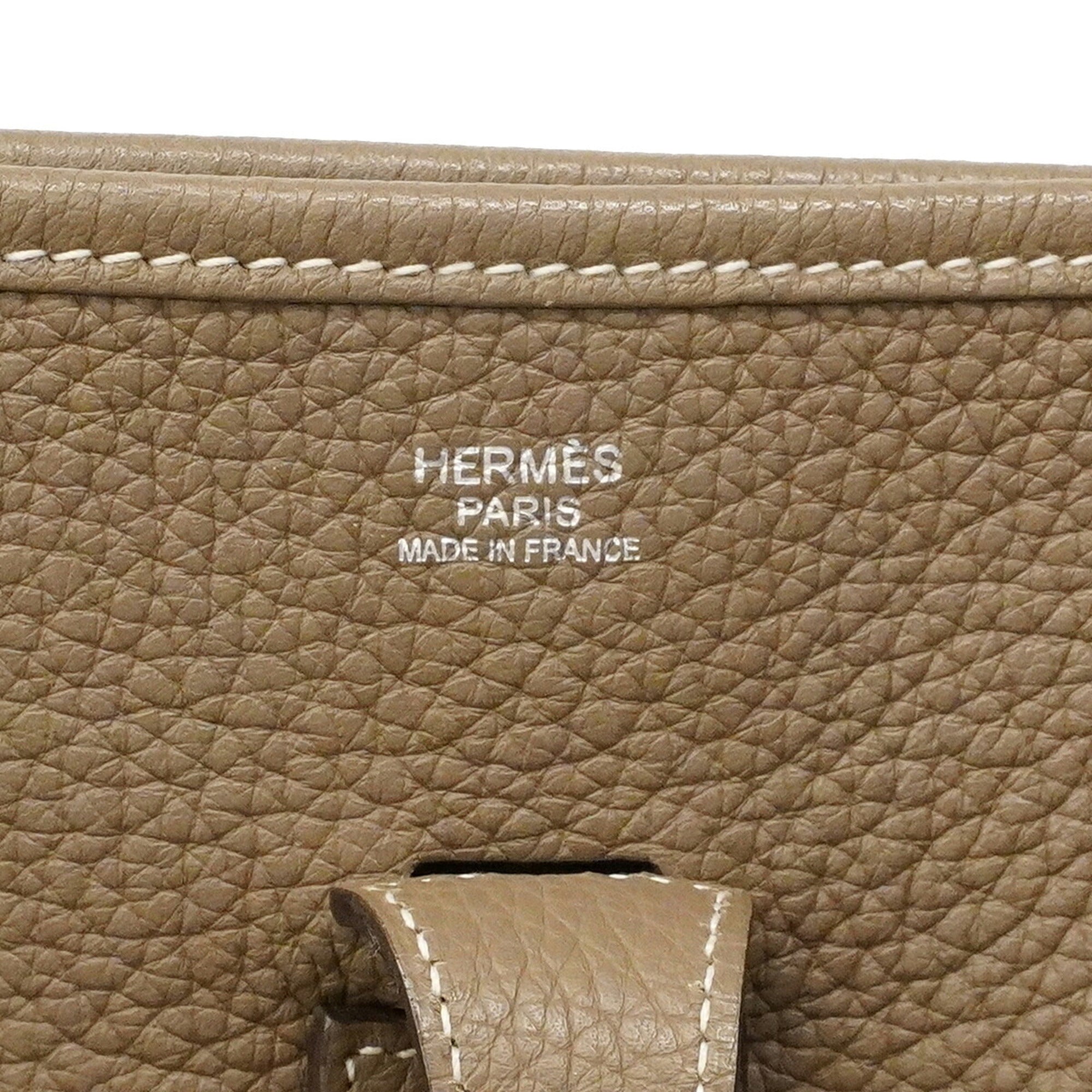 Hermes Etoupe Gray Taurillon Clemence Leather Shoulder Bag (Pre-Owned)