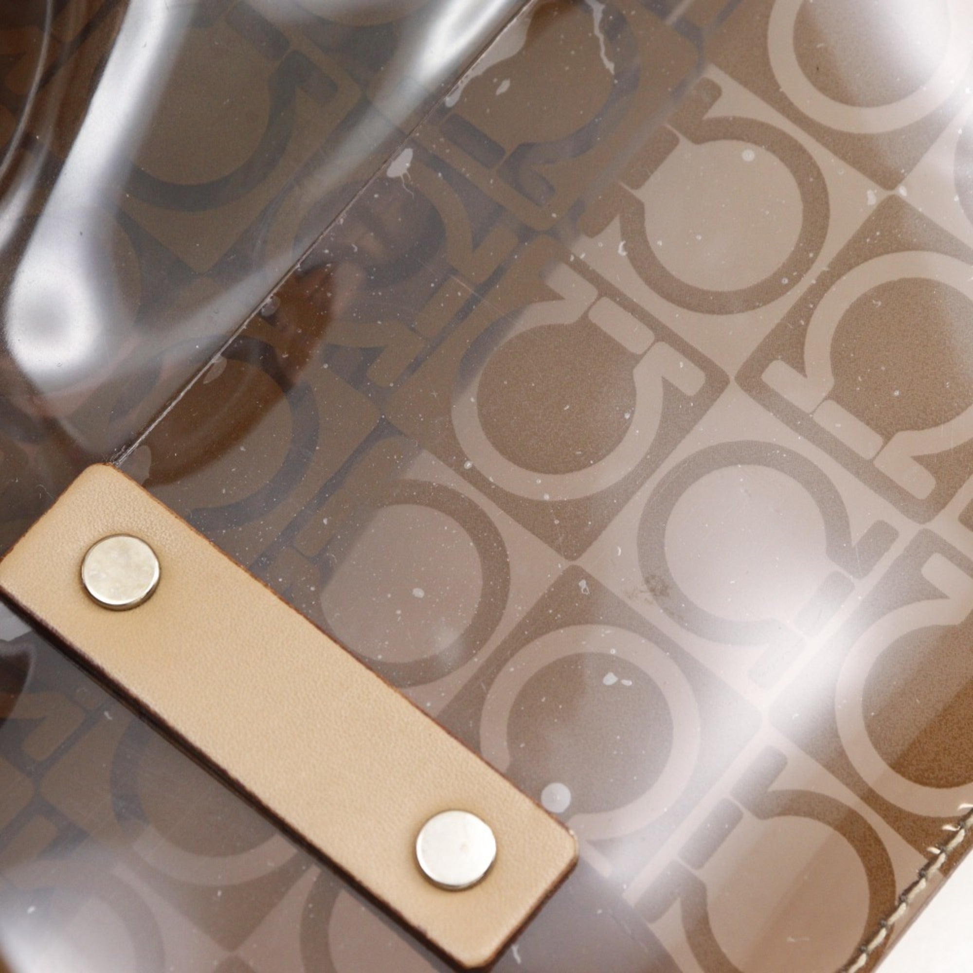 Salvatore Ferragamo Beige Vinyl Pouch Tote Bag (Pre-Owned)