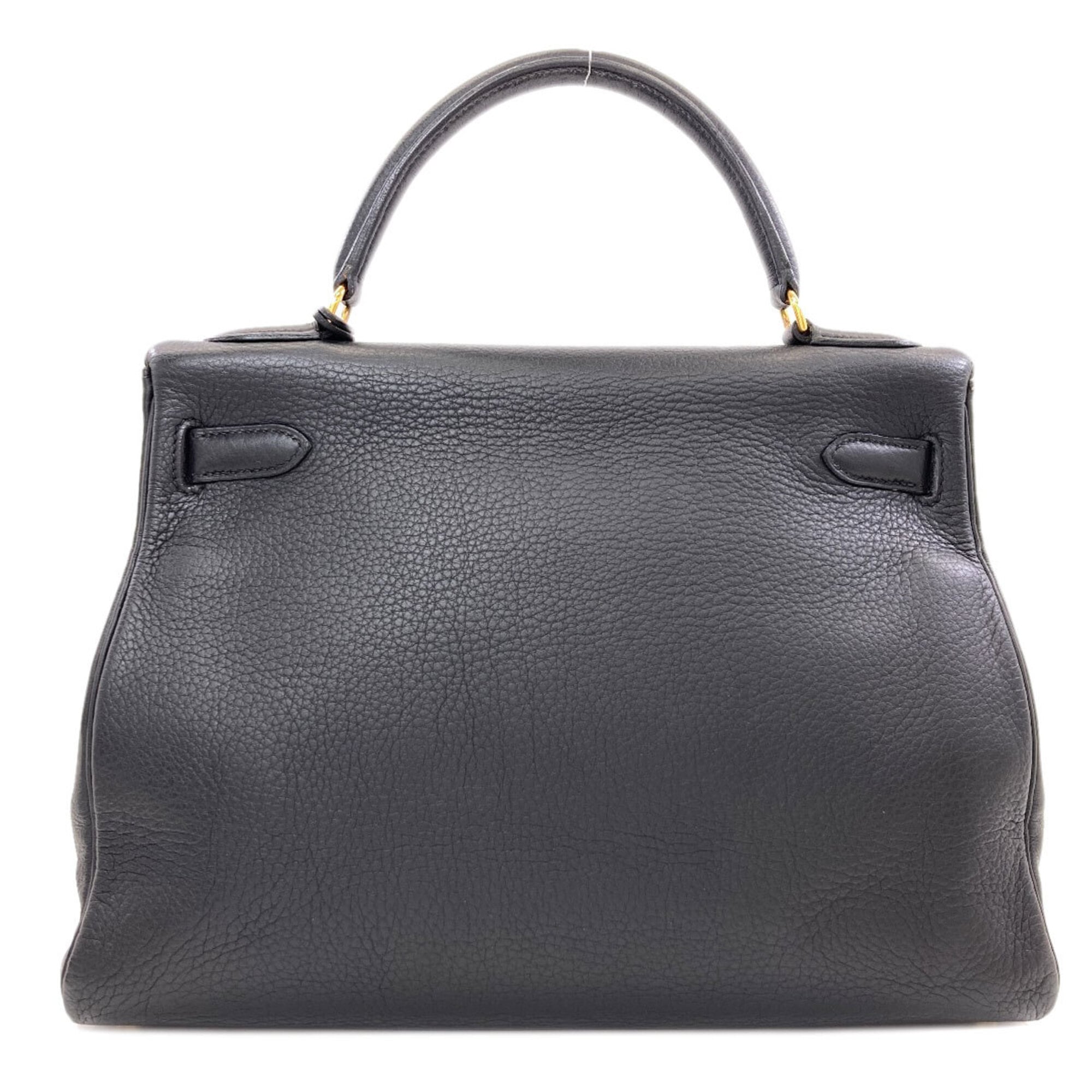 Hermes Kelly Black Taurillon Clemence Leather Handbag (Pre-Owned)