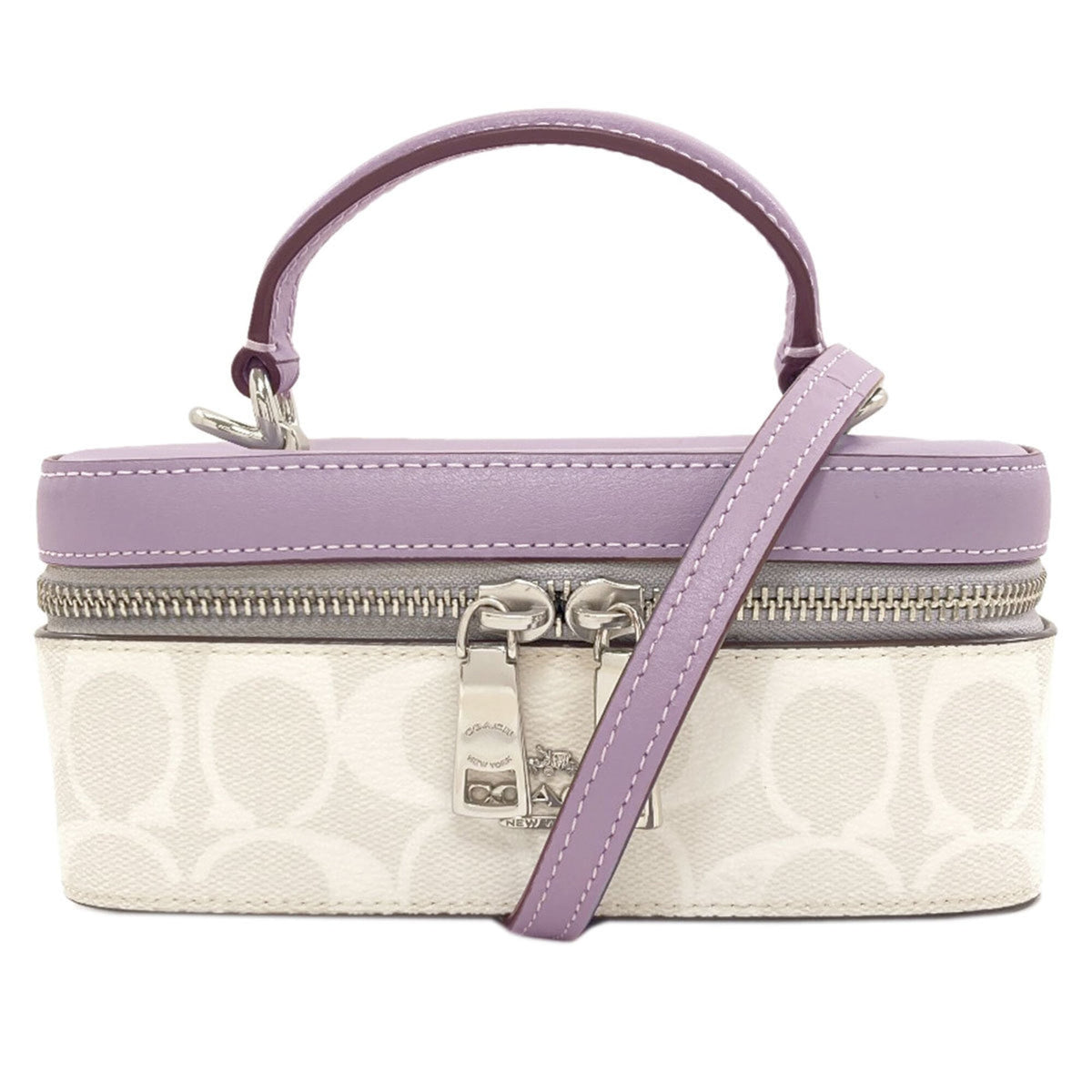 Coach Purple White Pvc Leather Handbag (Pre-Owned)