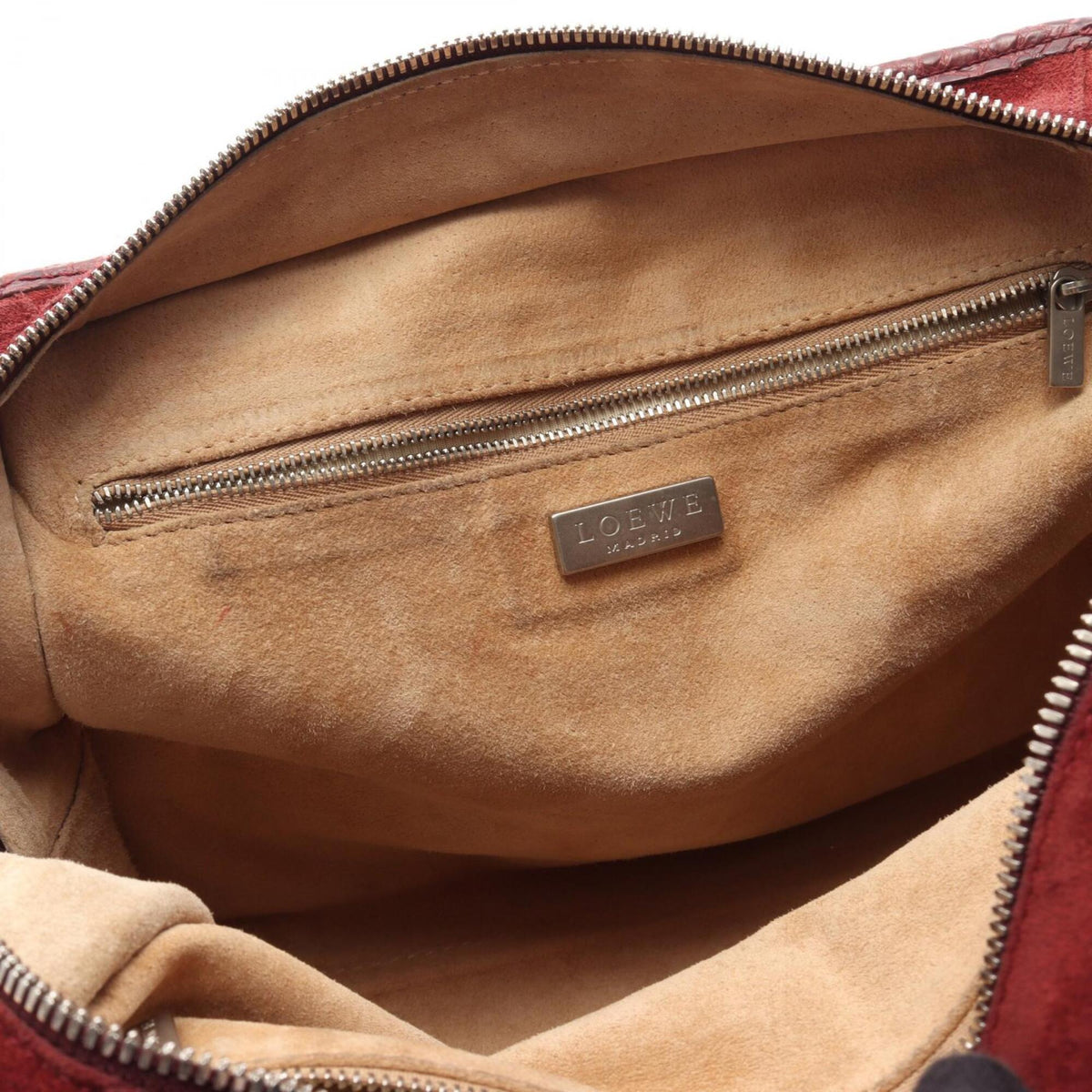 Loewe Bordeaux Suede Leather Handbag (Pre-Owned)