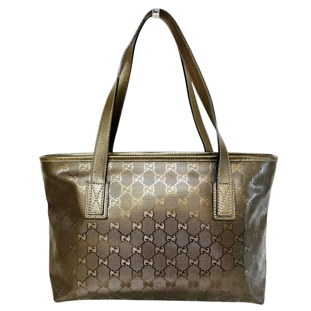 Gucci Gg Imprimé Gold Pvc Leather Tote Bag (Pre-Owned)