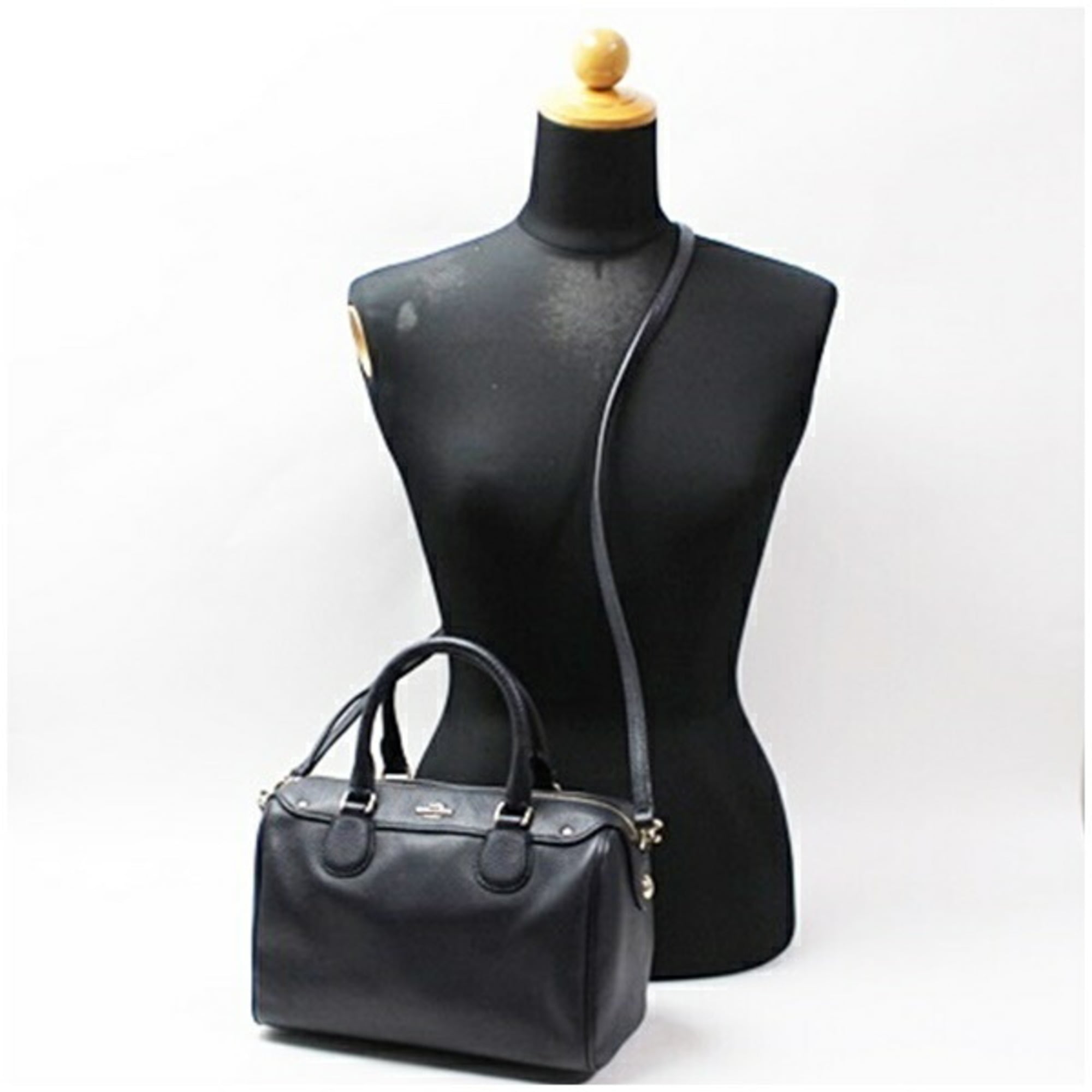 Coach Navy Pvc Leather Boston Bag Handbag Shoulder Bag (Pre-Owned)