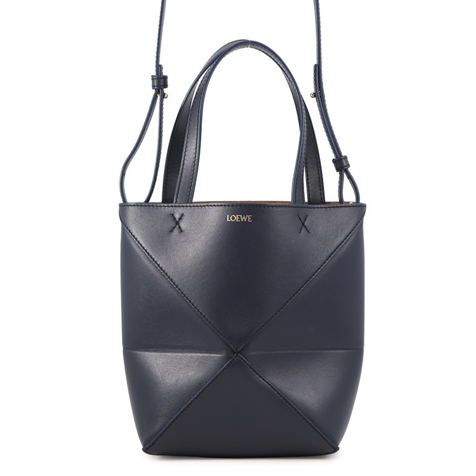 Loewe Navy Leather Handbag Tote Bag (Pre-Owned)