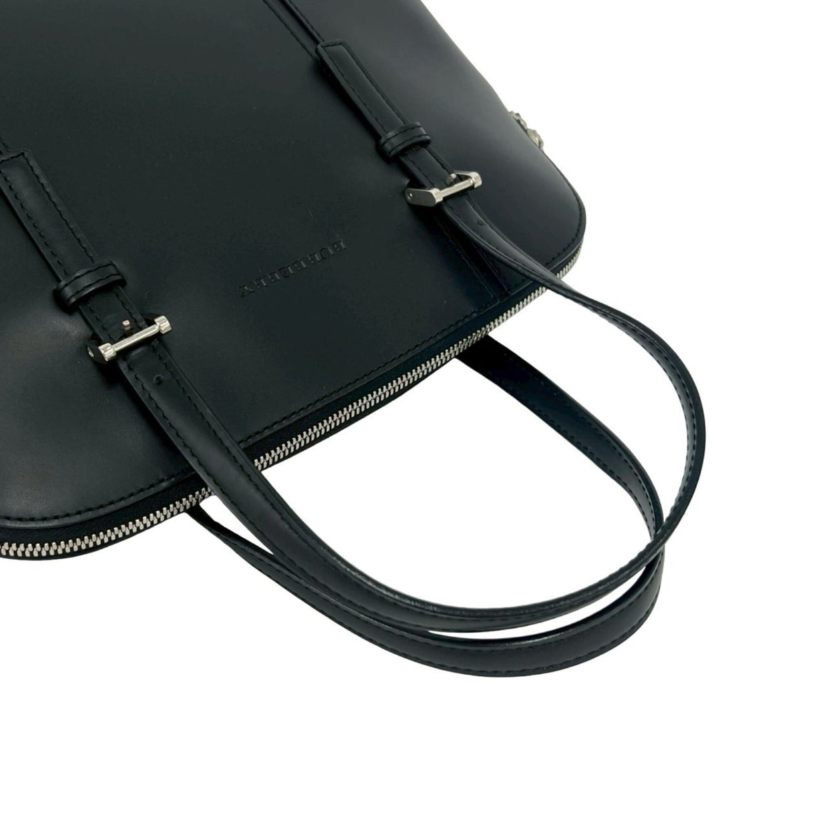 Burberry Black Leather Boston Bag Handbag (Pre-Owned)