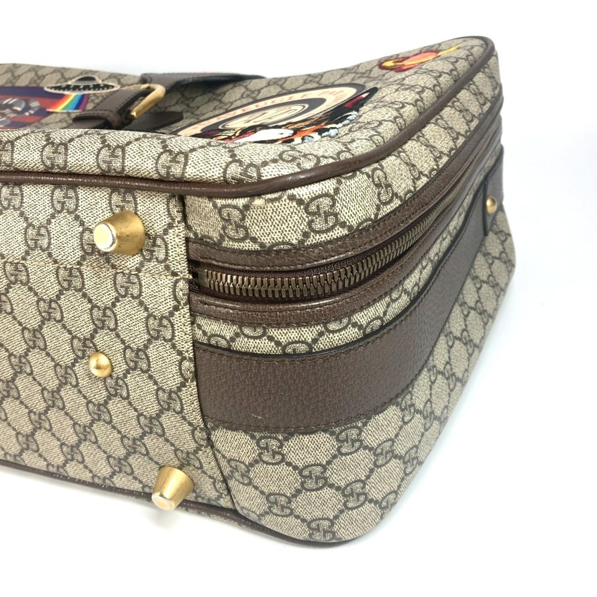 Gucci Beige Multi-Color Gg Supreme Boston Bag (Pre-Owned)