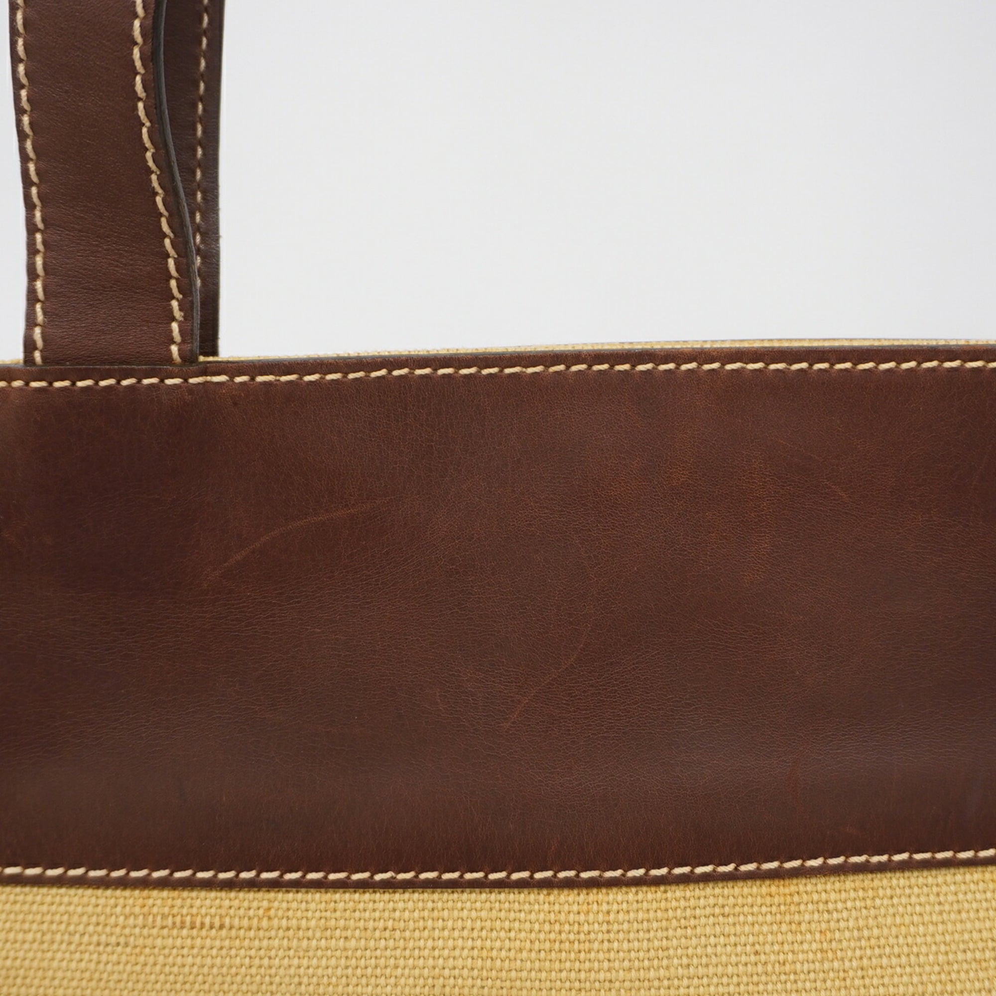 Chanel Beige Brown Canvas Tote Bag (Pre-Owned)